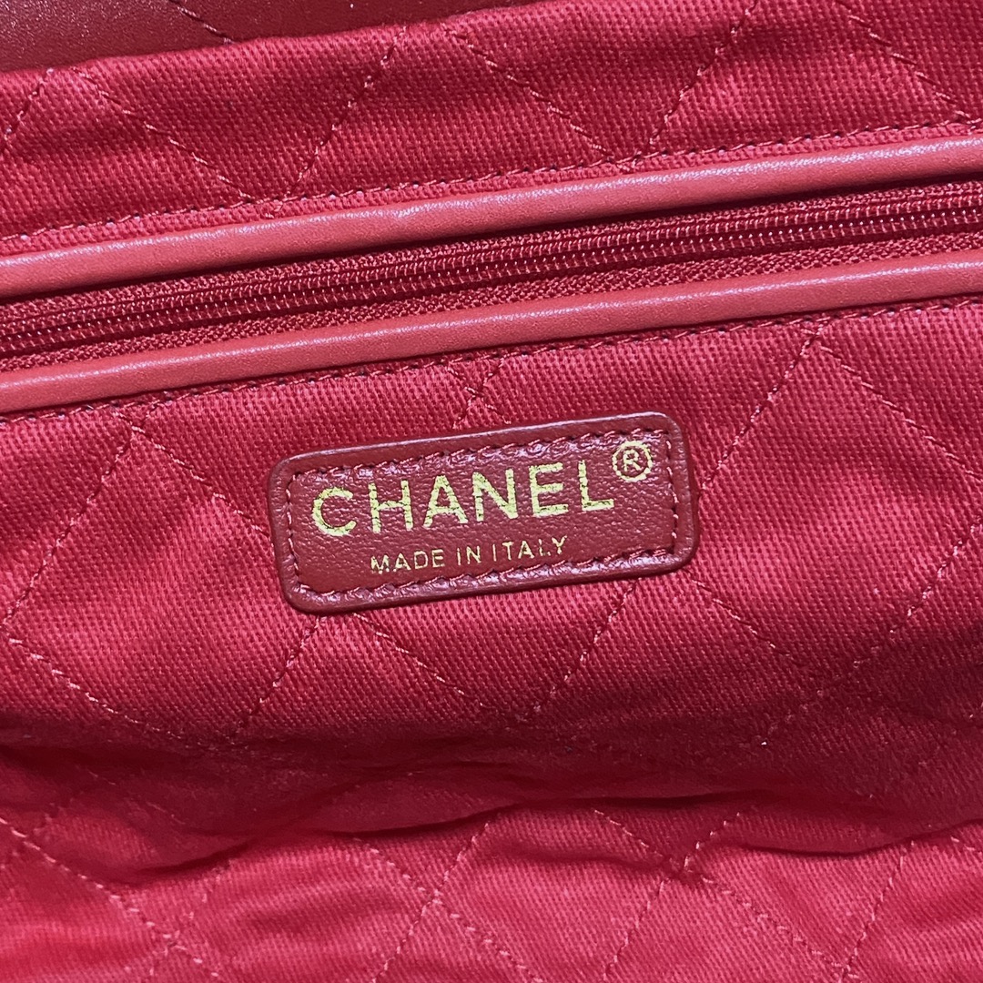 [TOP] CHANEL Chain Tote 22 Bags 19x20x6cm/35x37x7cm - Red&GHW