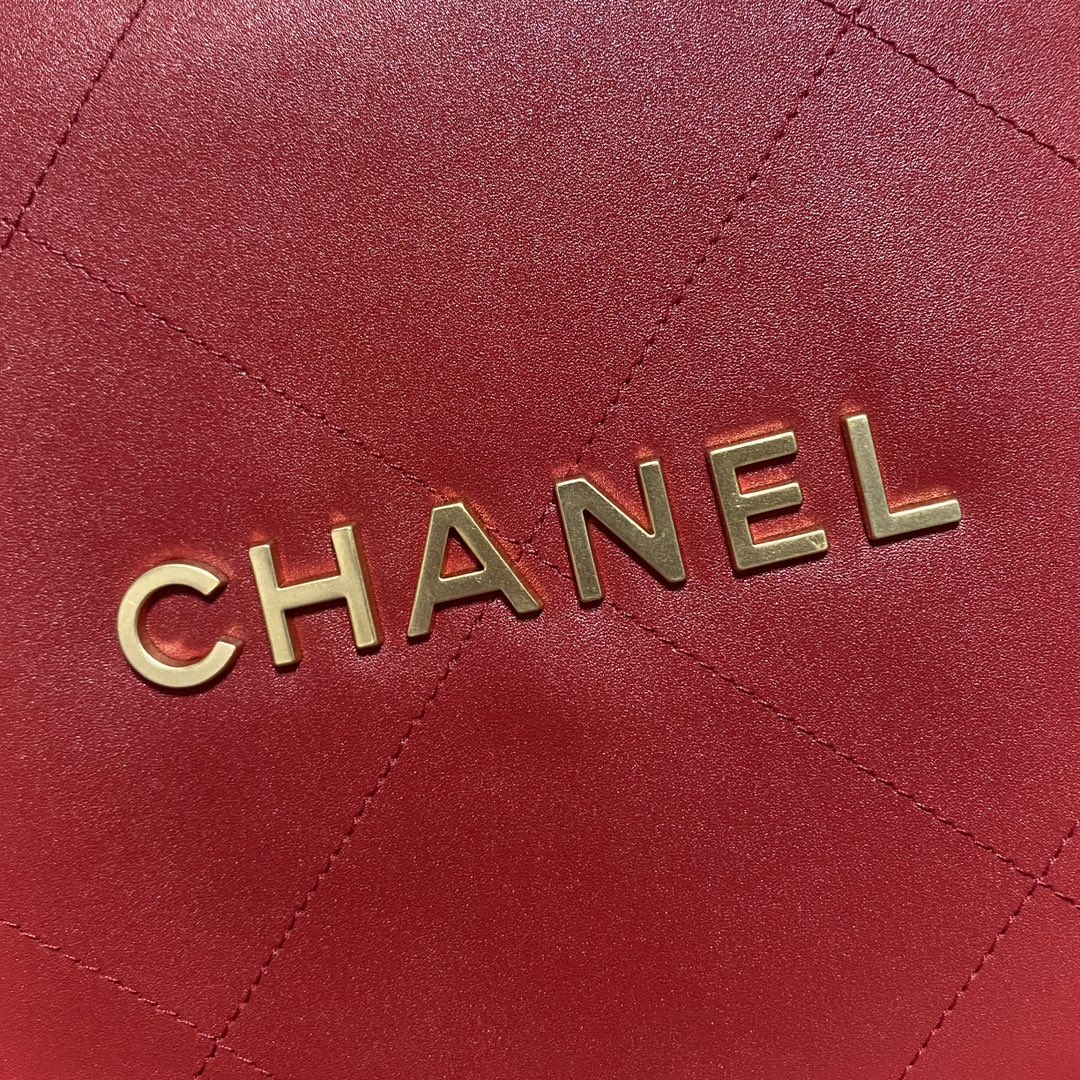 [TOP] CHANEL Chain Tote 22 Bags 19x20x6cm/35x37x7cm - Red&GHW