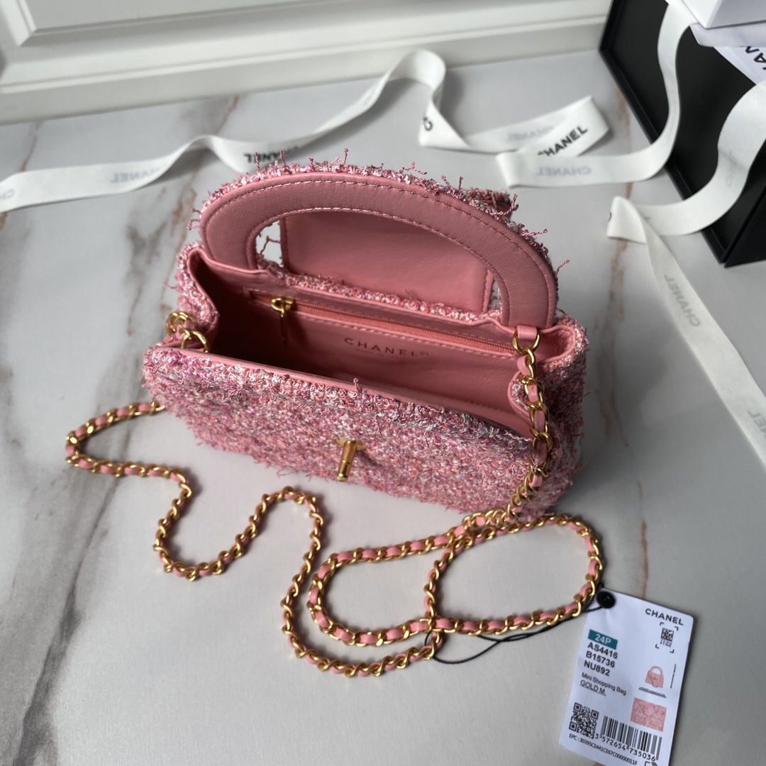 [TOP] CHANEL 24p Woolen Handbags - 12cm/19cm - GHW&Rose Red