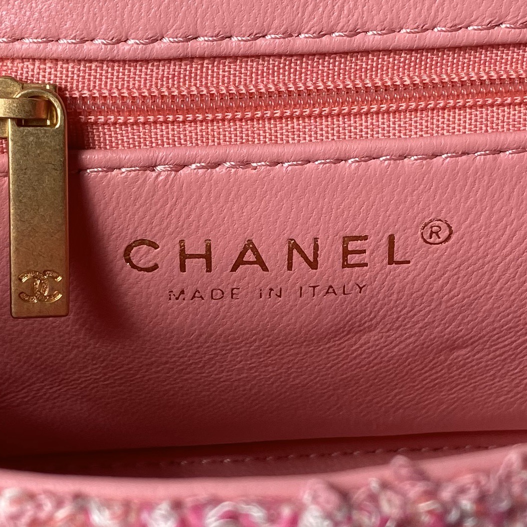 [TOP] CHANEL 24p Woolen Handbags - 12cm/19cm - GHW&Rose Red