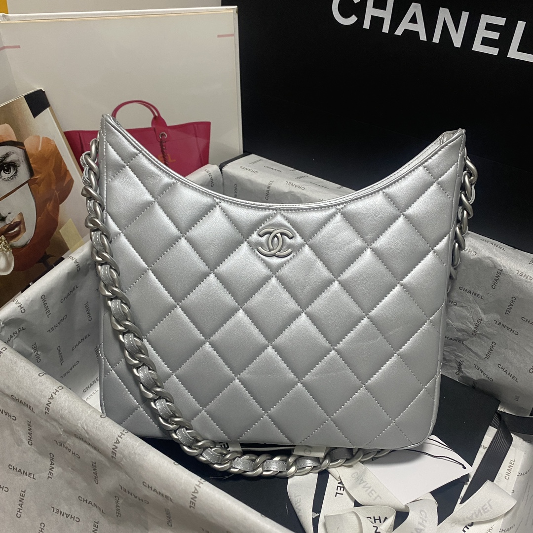 [TOP] CHANEL 24P Lambskin Hobo Bags - 28×25×8cm - 3 Colors - GHW&SHW
