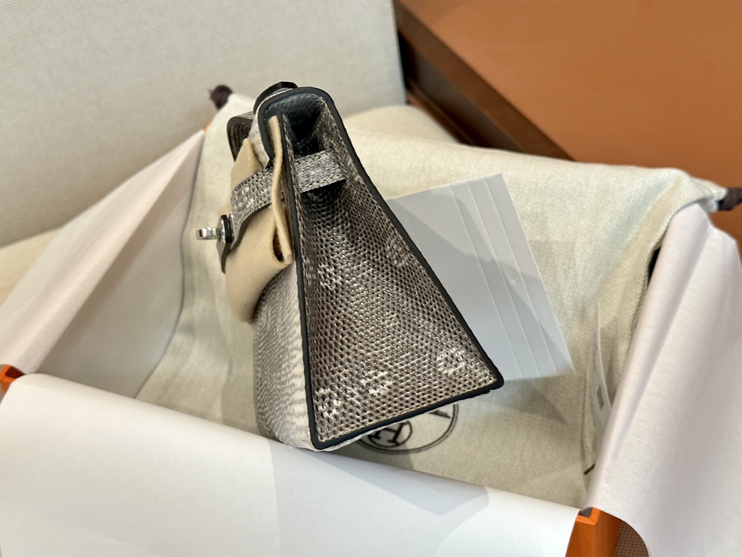 [TOP] HERMES Lizard Skin Mini Kelly Bags 22CM - SHW