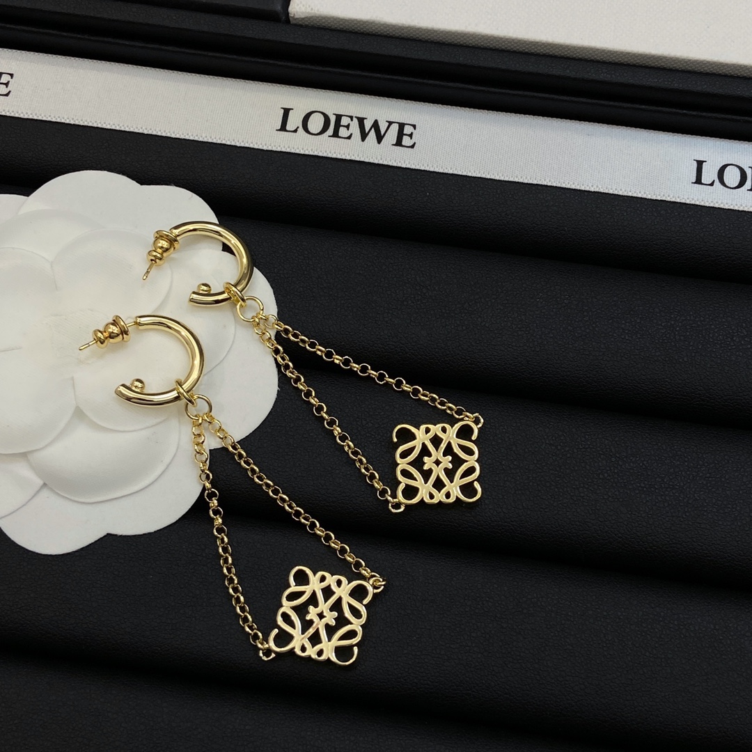 [TOP] LOEWE LOGO Earrings - Gold