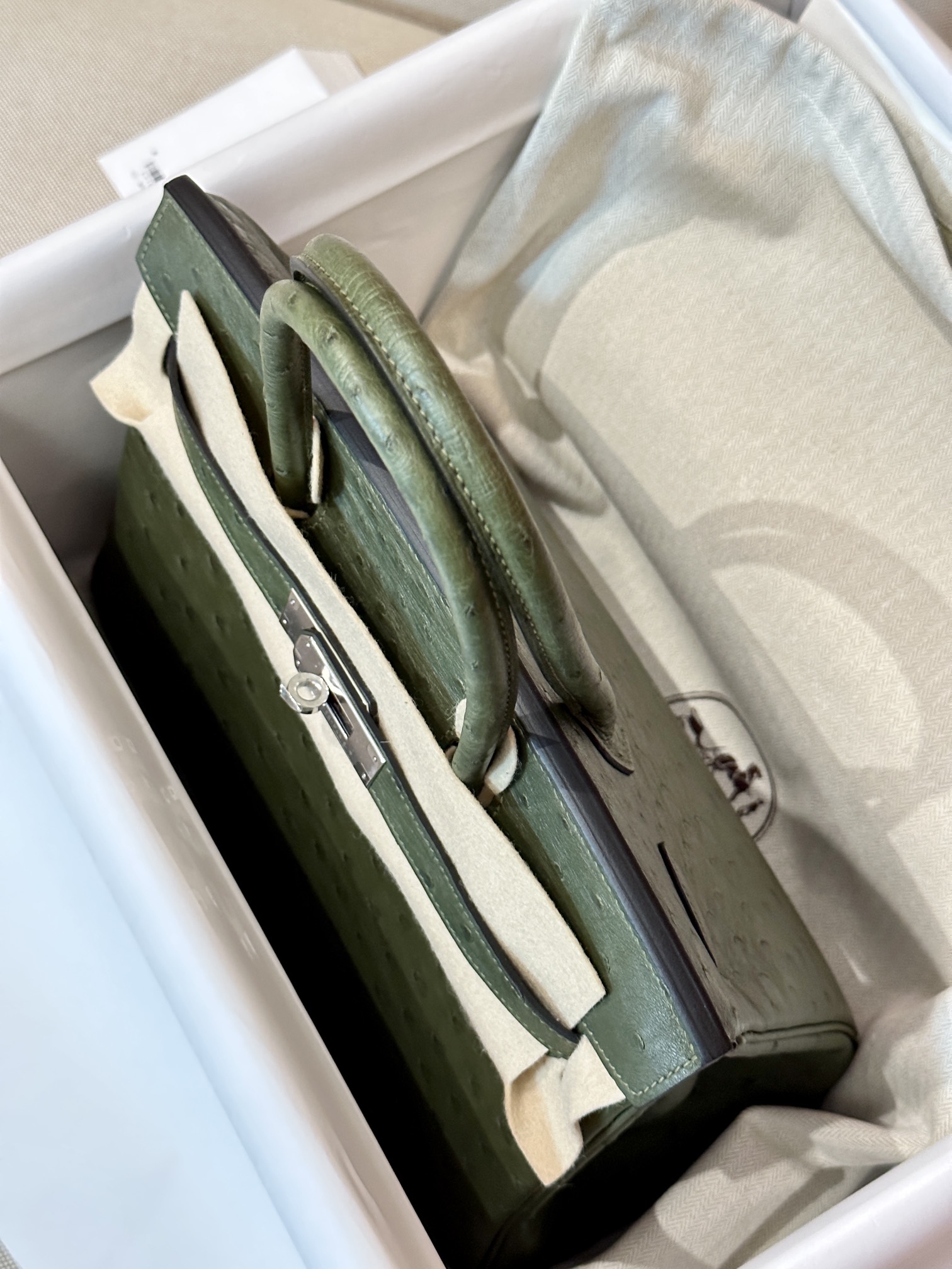 [TOP] HERMES Ostrich Skin Birkin Bags 30cm - Olive Green & SHW