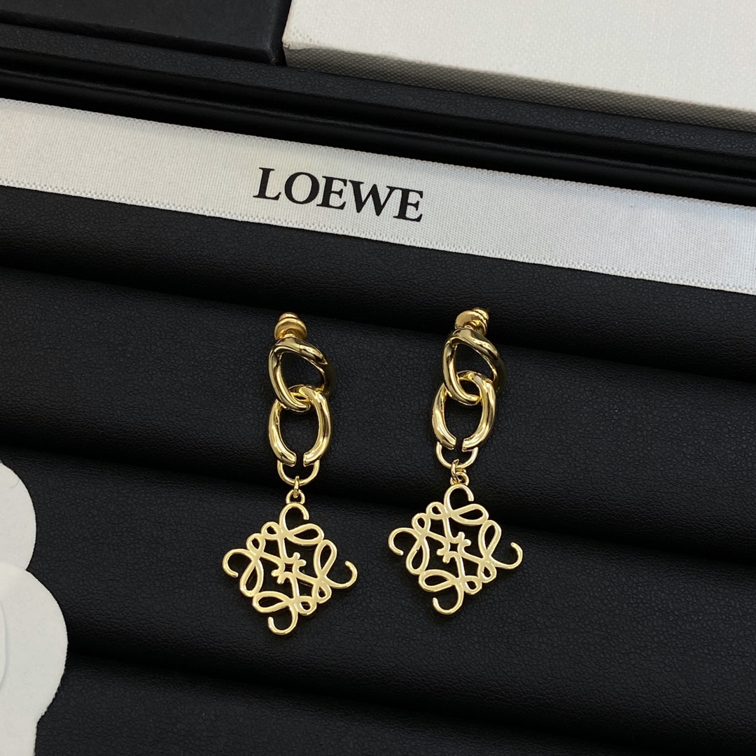 [TOP] LOEWE LOGO Earrings - Gold