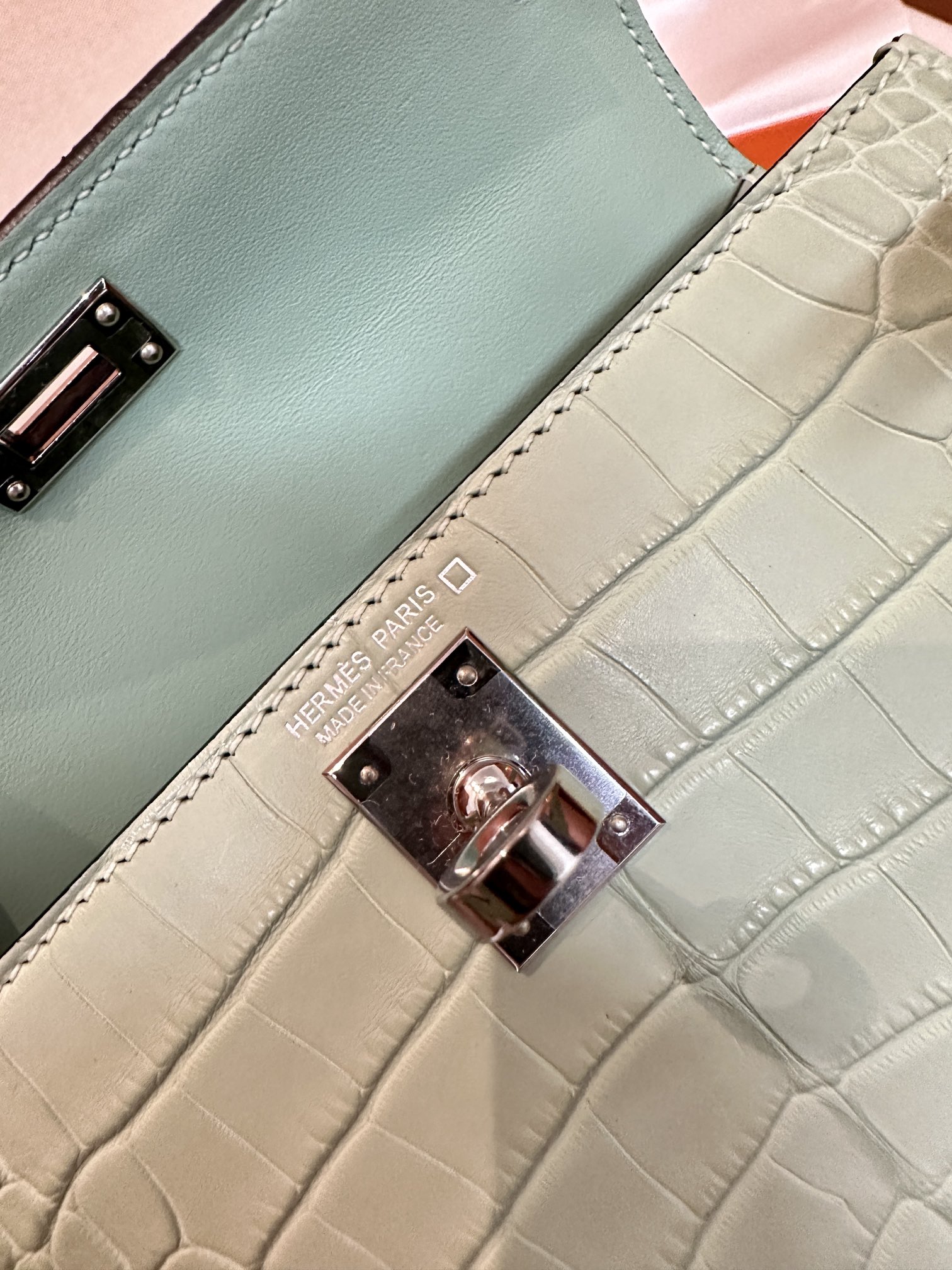 [TOP] HERMES Crocodile Skin Mini Kelly Bags - Menthe - SHW