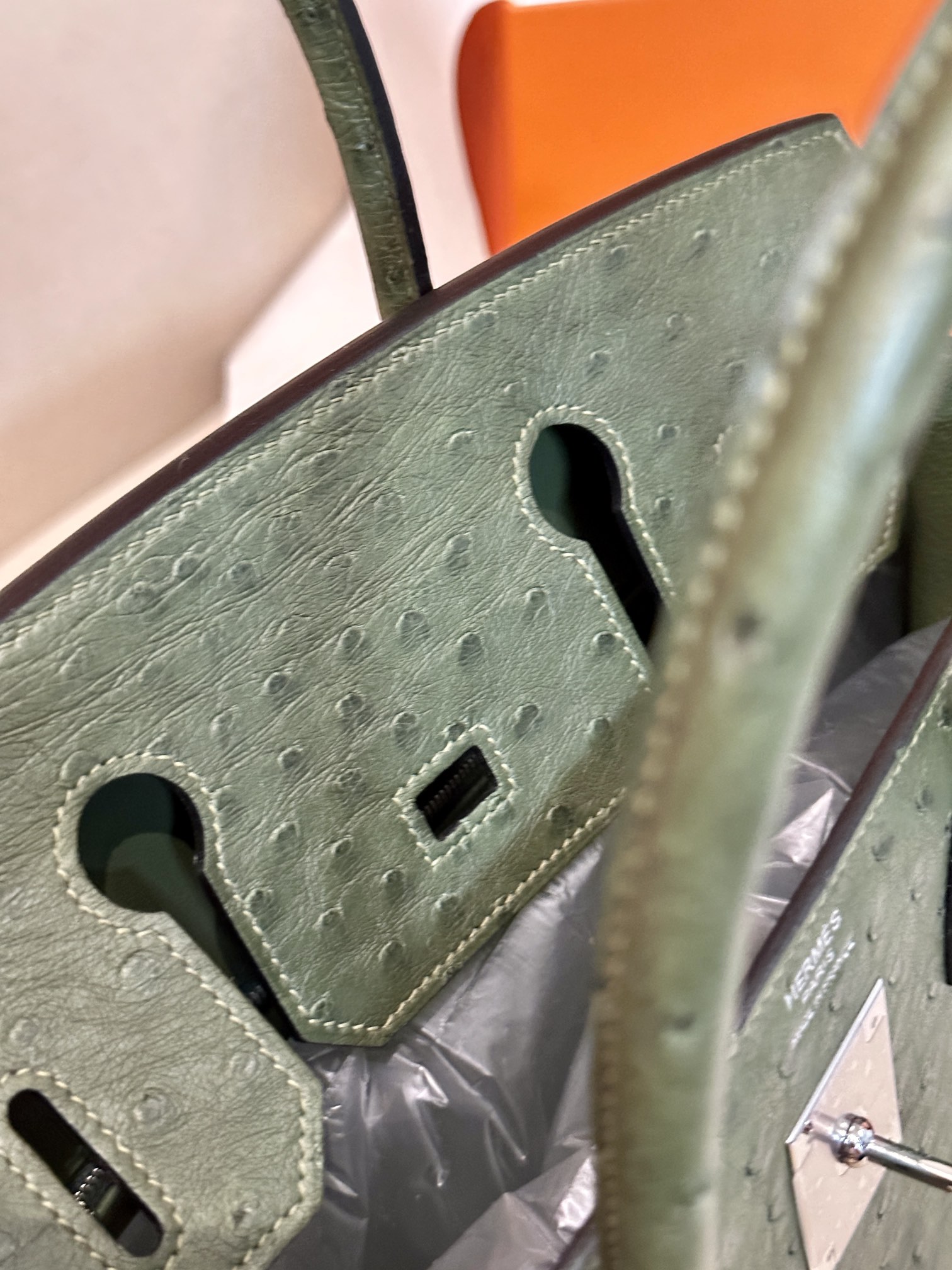 [TOP] HERMES Ostrich Skin Birkin Bags 30cm - Olive Green & SHW