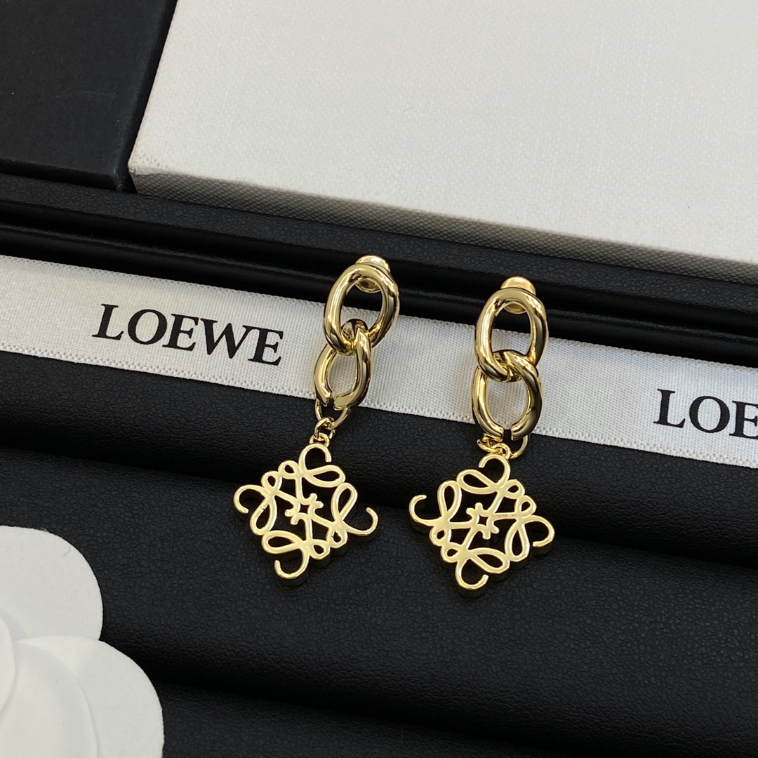[TOP] LOEWE LOGO Earrings - Gold