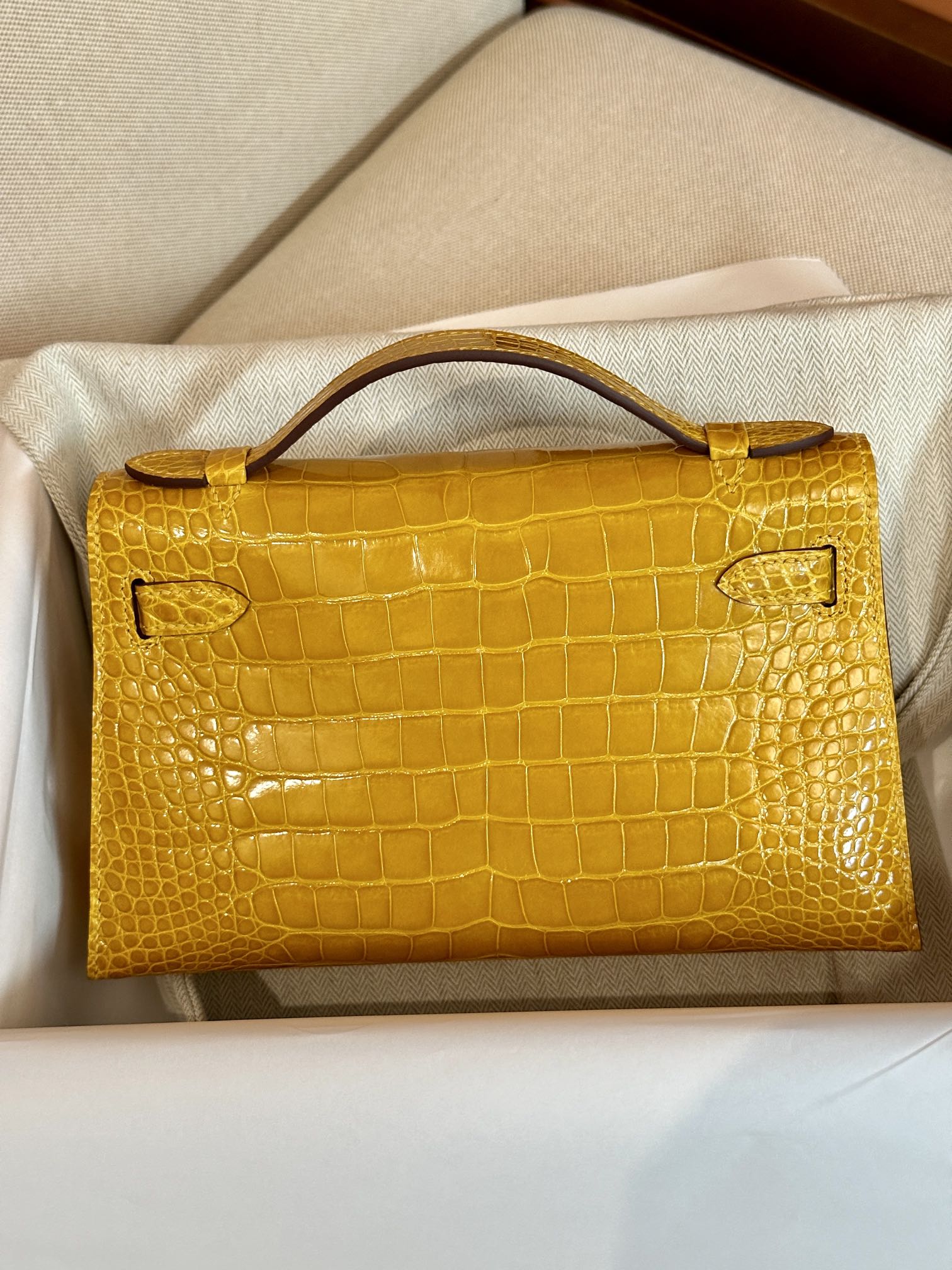 [TOP] HERMES Crocodile Skin Mini Kelly Bags - Jaune Ambre - GHW