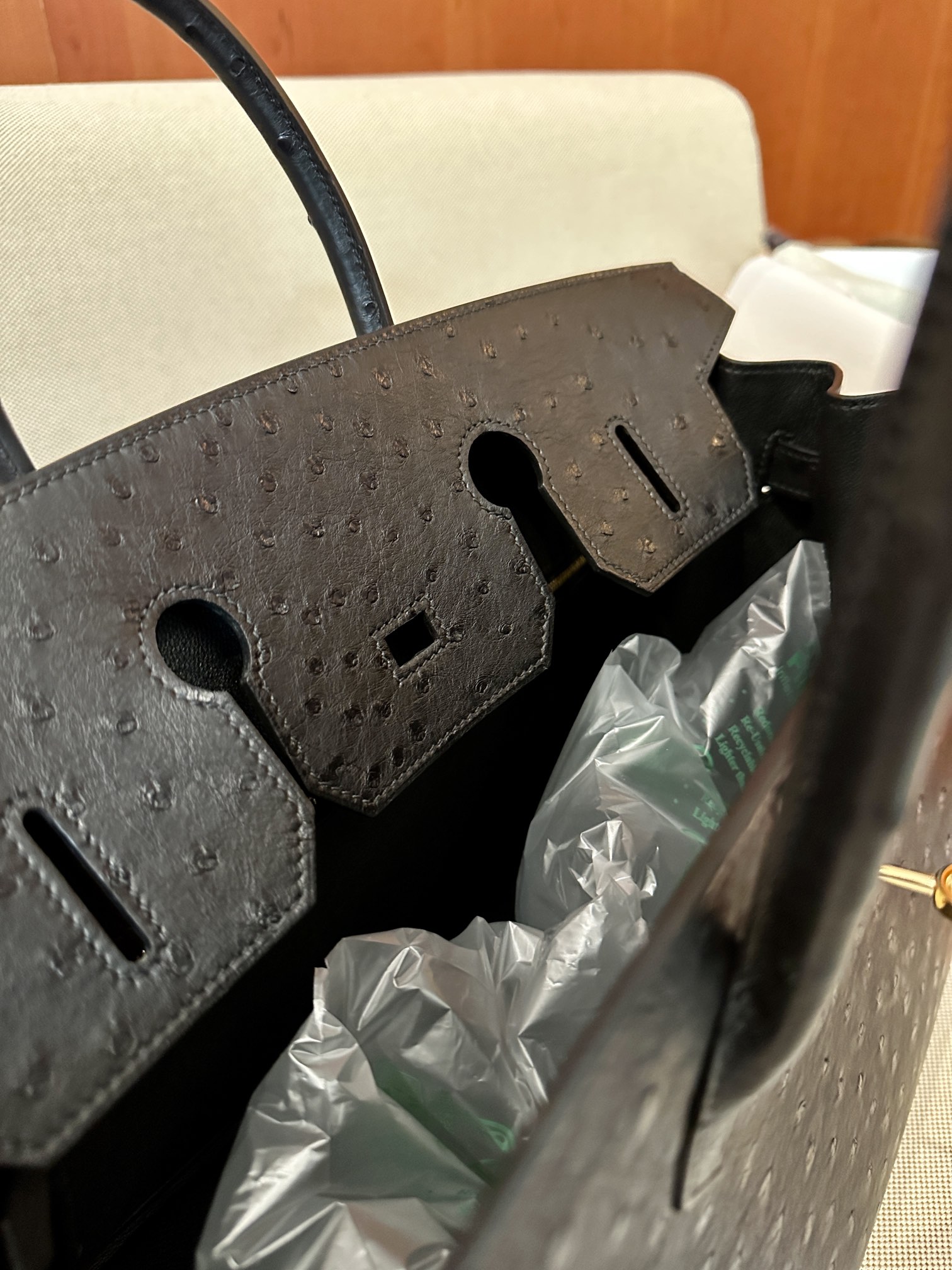 [TOP] HERMES Ostrich Skin Birkin Bags 35cm - Black&GHW