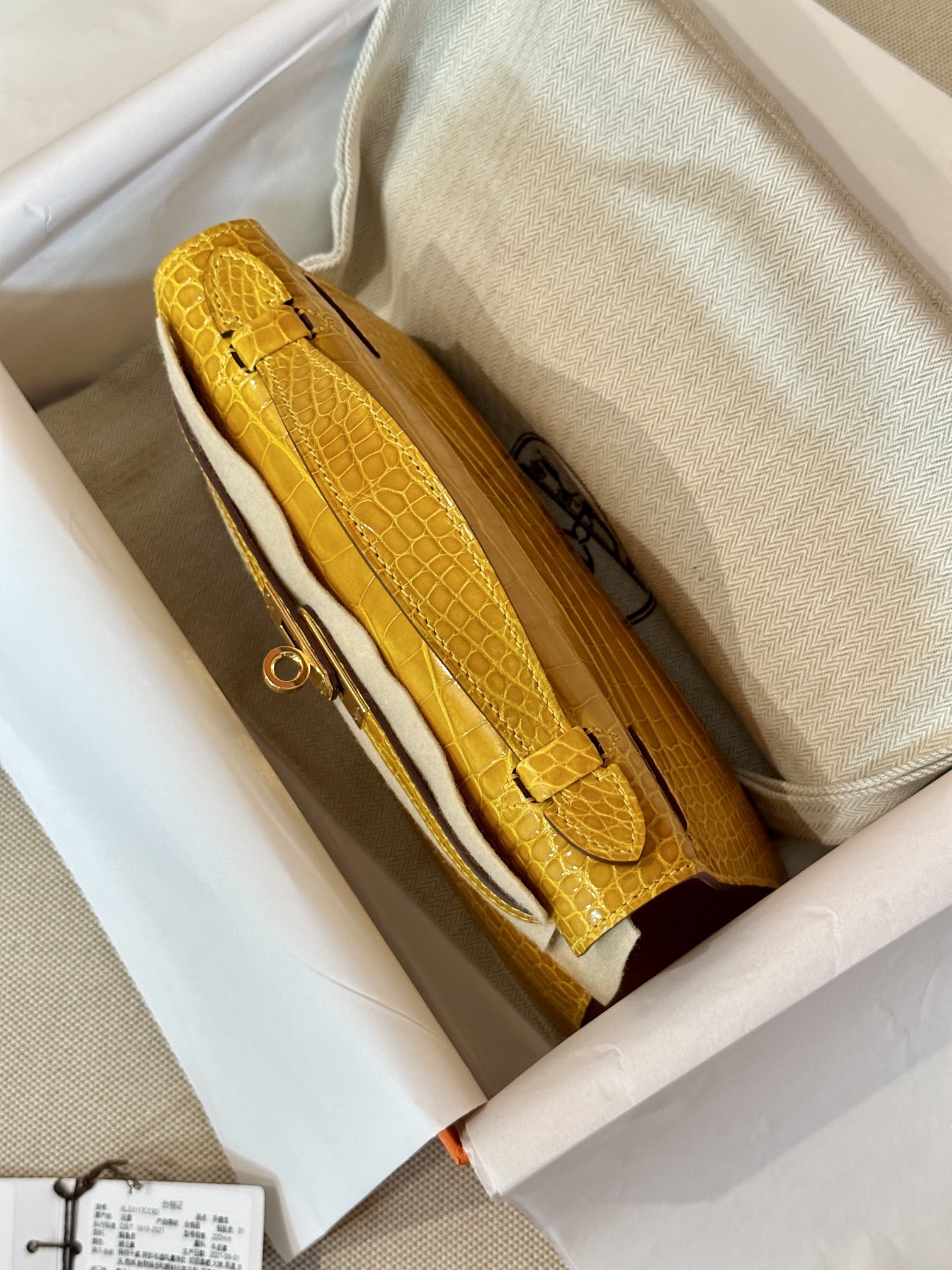 [TOP] HERMES Crocodile Skin Mini Kelly Bags - Jaune Ambre - GHW