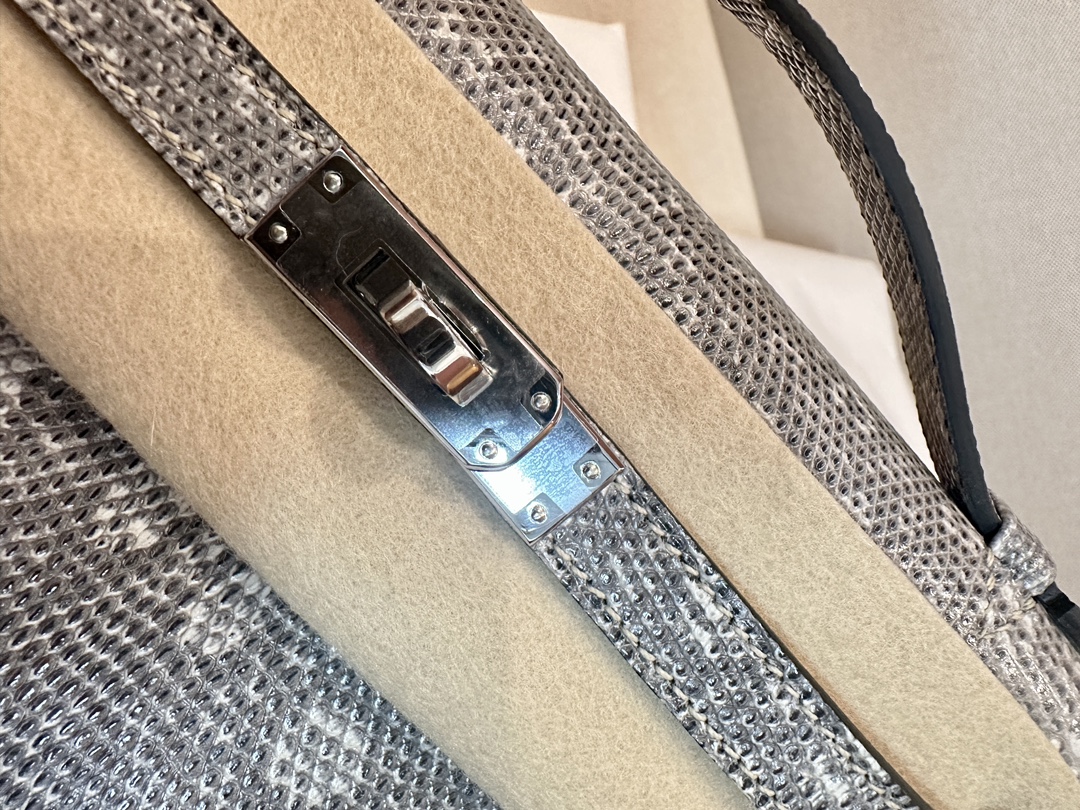 [TOP] HERMES Lizard Skin Mini Kelly Bags 22CM - SHW