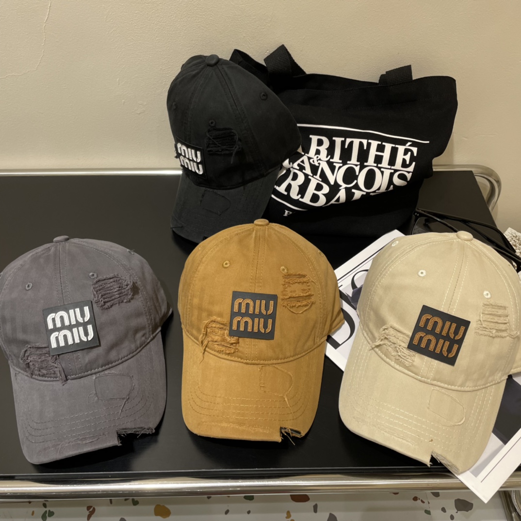 [TOP] Miu Miu Beige Baseball Cap-4 Colors