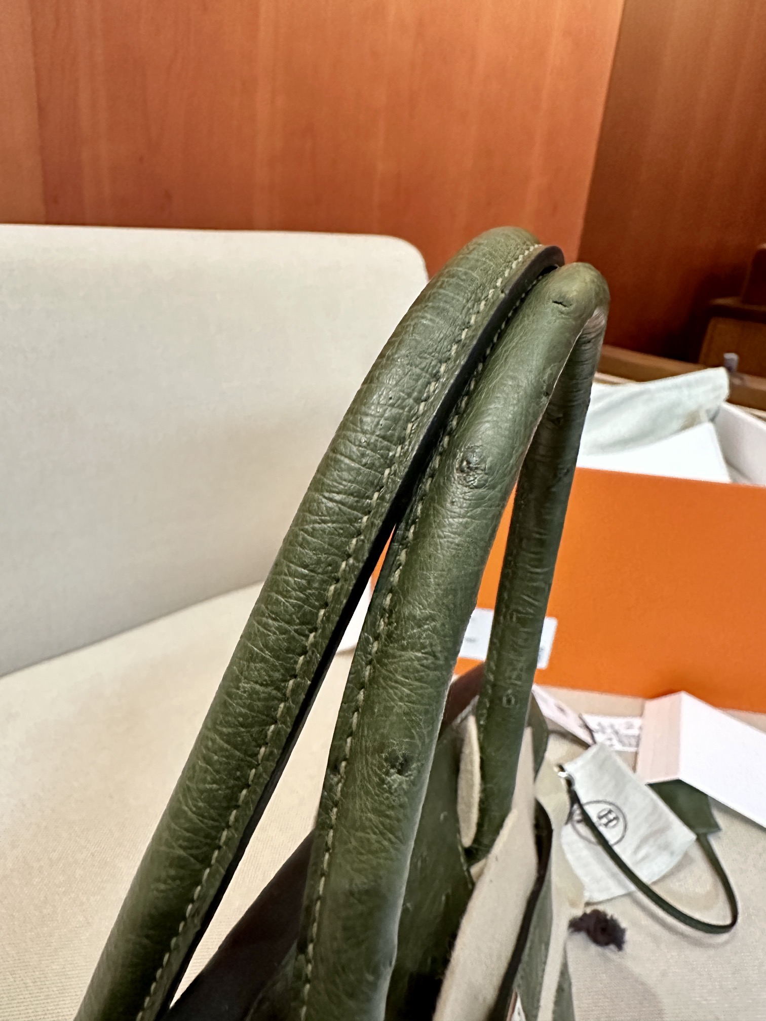 [TOP] HERMES Ostrich Skin Birkin Bags 30cm - Olive Green & SHW