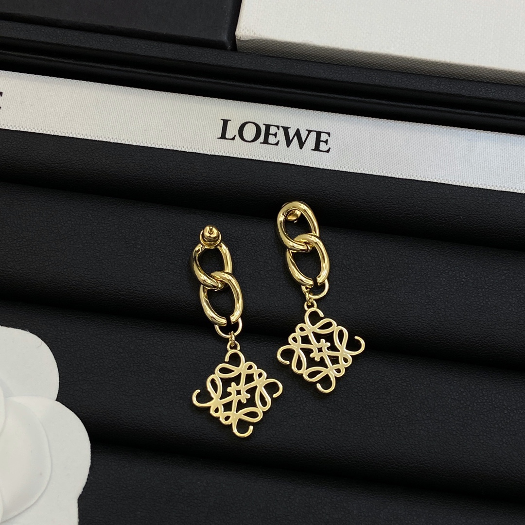 [TOP] LOEWE LOGO Earrings - Gold