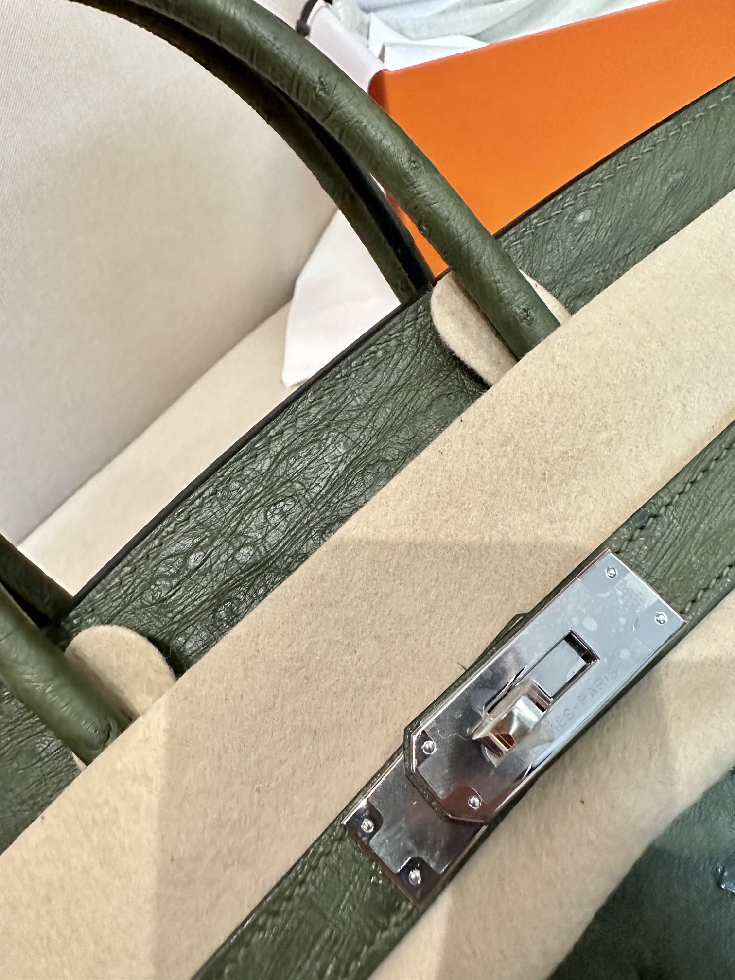 [TOP] HERMES Ostrich Skin Birkin Bags 30cm - Olive Green & SHW