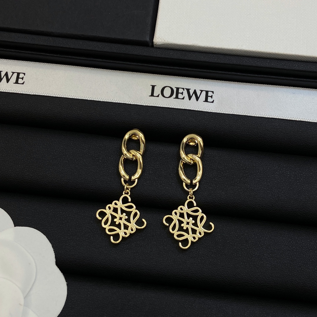 [TOP] LOEWE LOGO Earrings - Gold