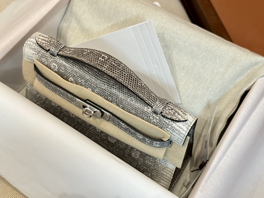[TOP] HERMES Lizard Skin Mini Kelly Bags 22CM - SHW