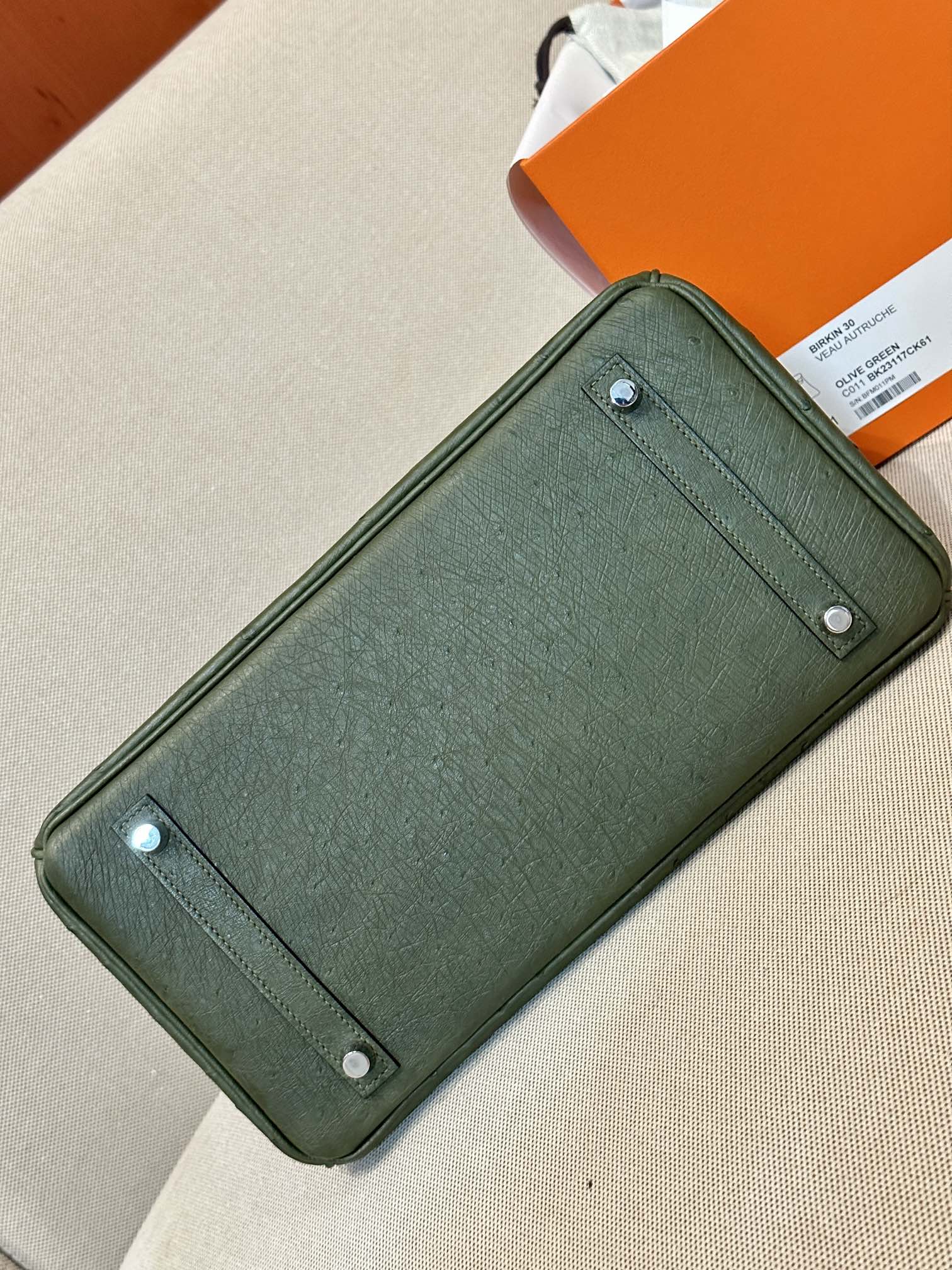 [TOP] HERMES Ostrich Skin Birkin Bags 30cm - Olive Green & SHW