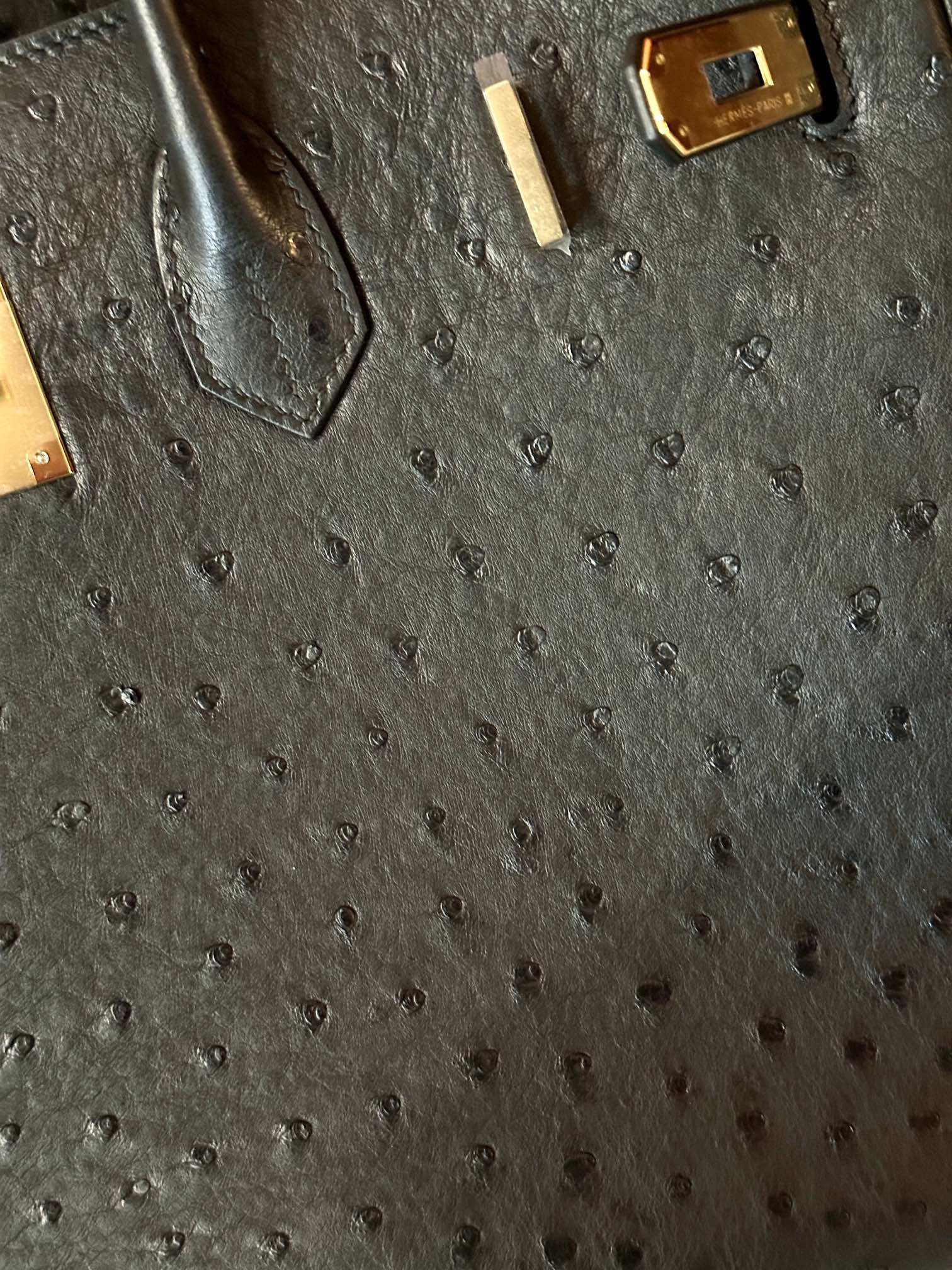 [TOP] HERMES Ostrich Skin Birkin Bags 35cm - Black&GHW