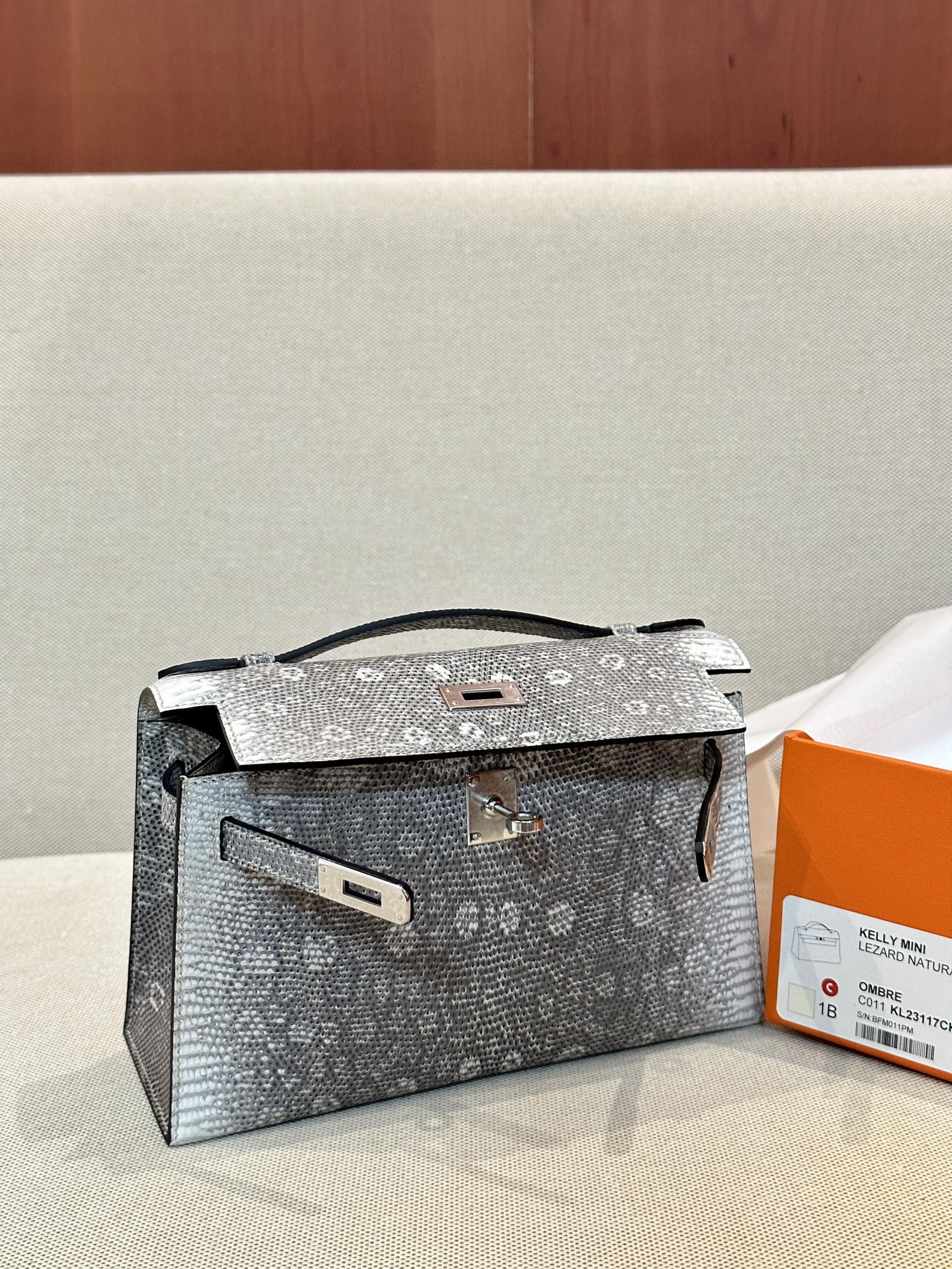 [TOP] HERMES Lizard Skin Mini Kelly Bags 22CM - SHW