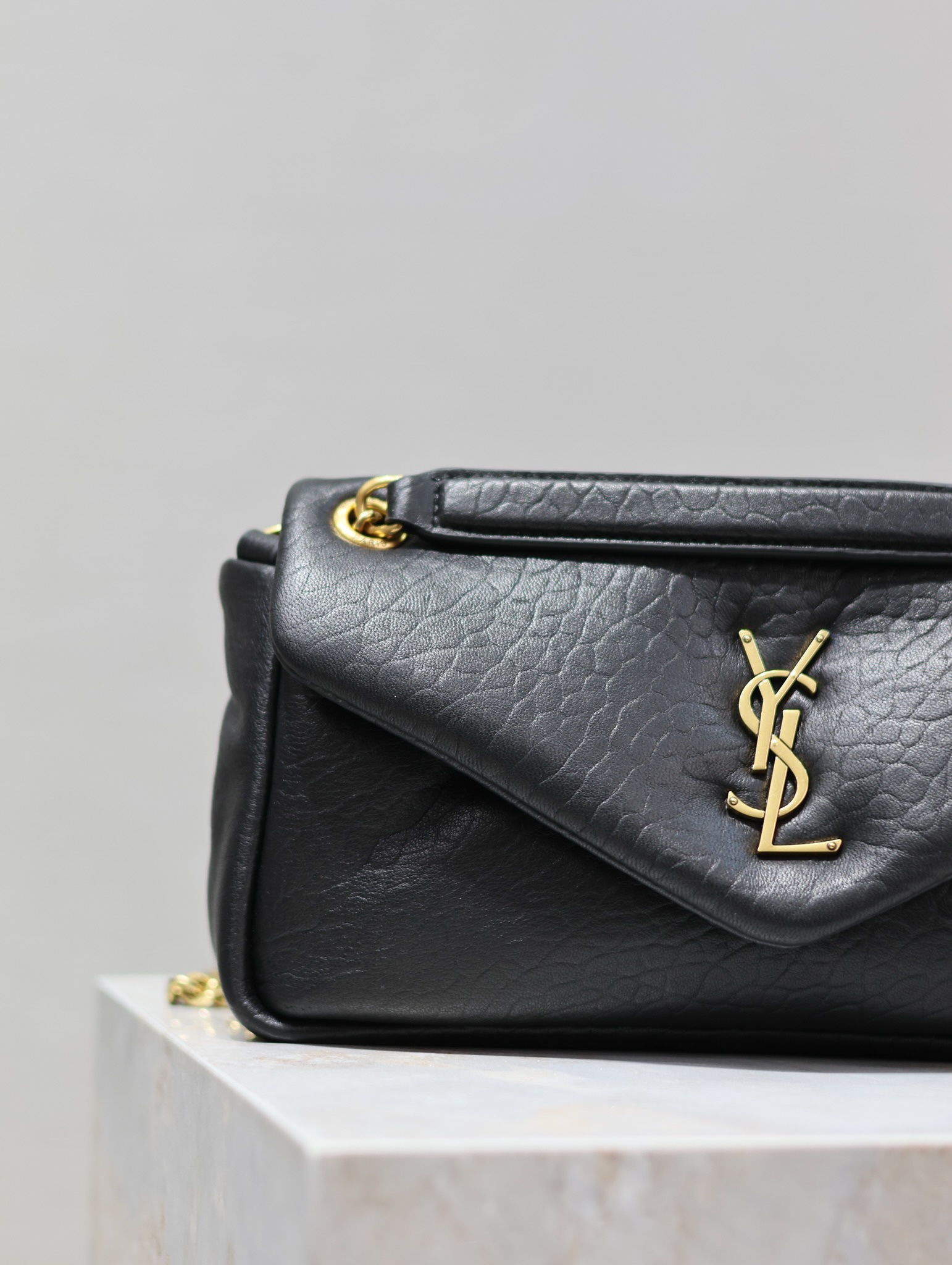 [TOP] Yves Saint Laurent YSL Lambskin Chain Bags 26×14×7cm - Black&GHW