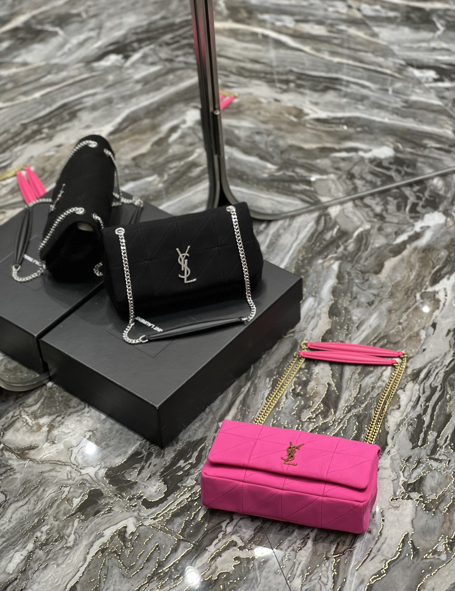 [TOP] Yves Saint Laurent YSL Nylon Fabric Chain Bags 25×15×7.5cm - 2 Colors