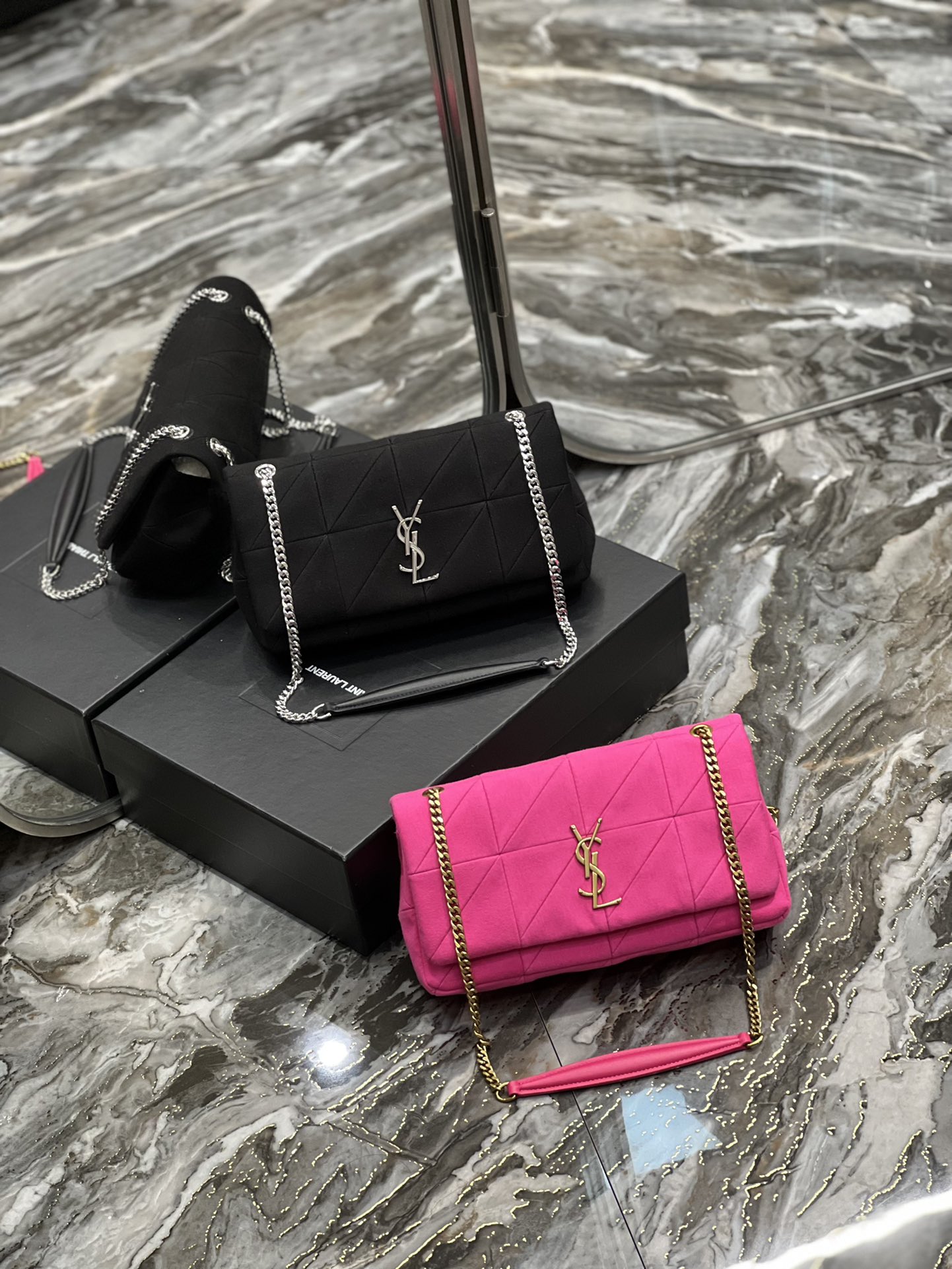 [TOP] Yves Saint Laurent YSL Nylon Fabric Chain Bags 25×15×7.5cm - 2 Colors