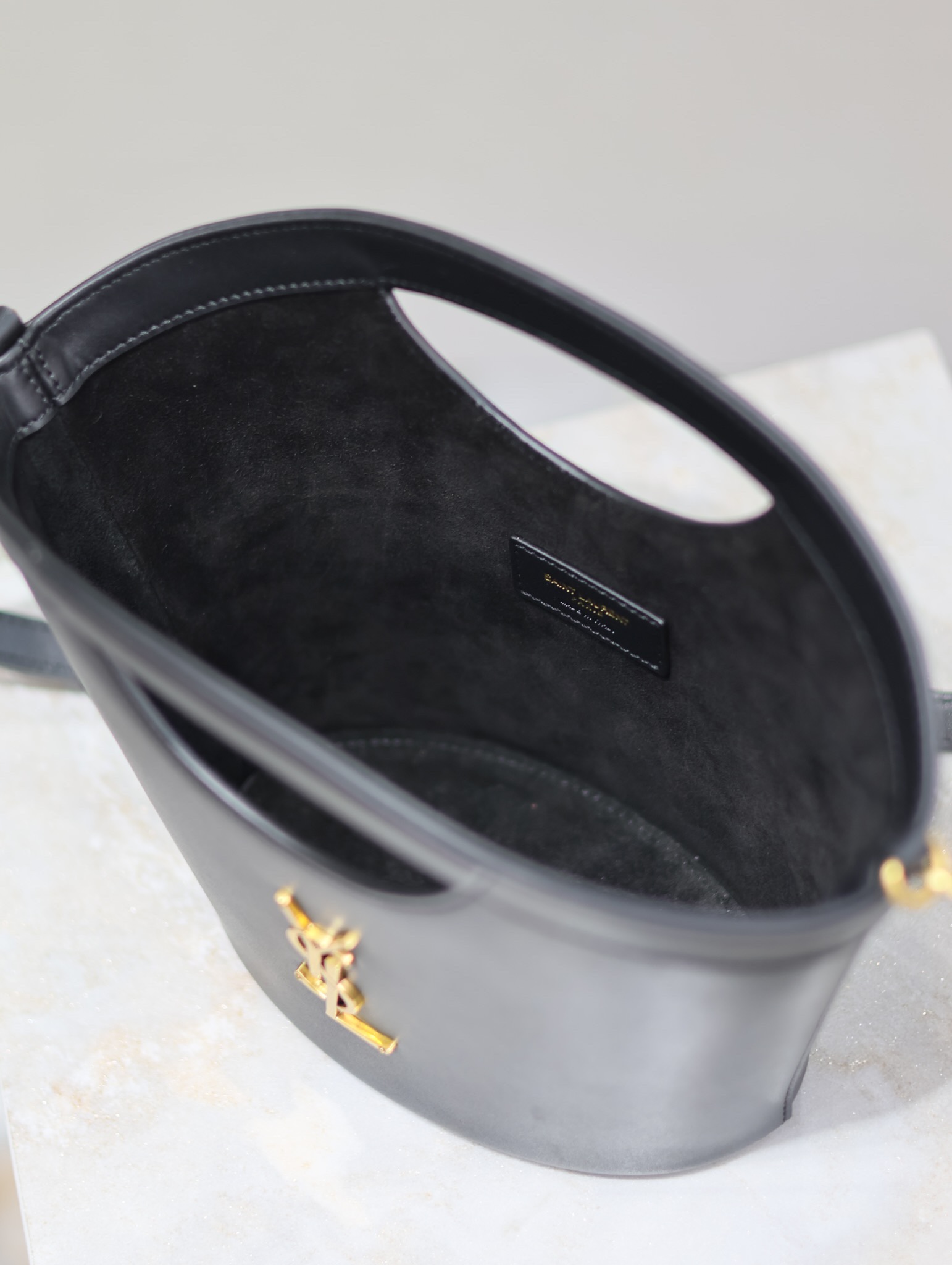[TOP] Yves Saint Laurent YSL New Tote Fan-Shaped Vegetable Basket Bag 30X20X10.5cm - Black&GHW
