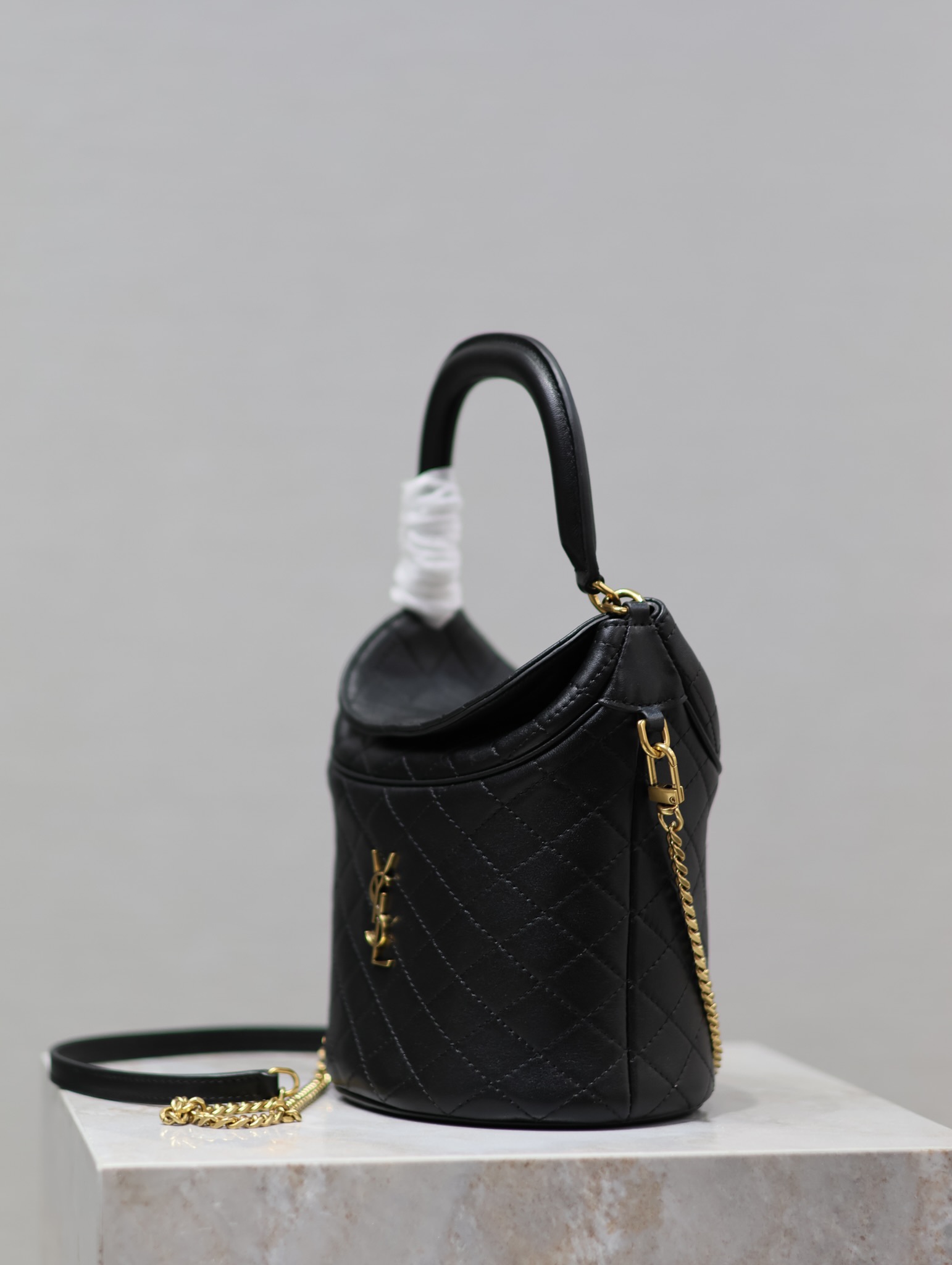 [TOP] Yves Saint Laurent YSL Gaby Flip Bucket Bags 19x17x15cm - Black&GWH