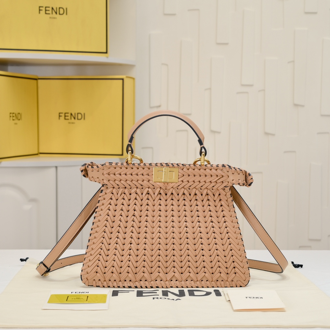 [TOP] FENDI Peekaboo ISeeU Small 27×15×6cm - Apricot Color