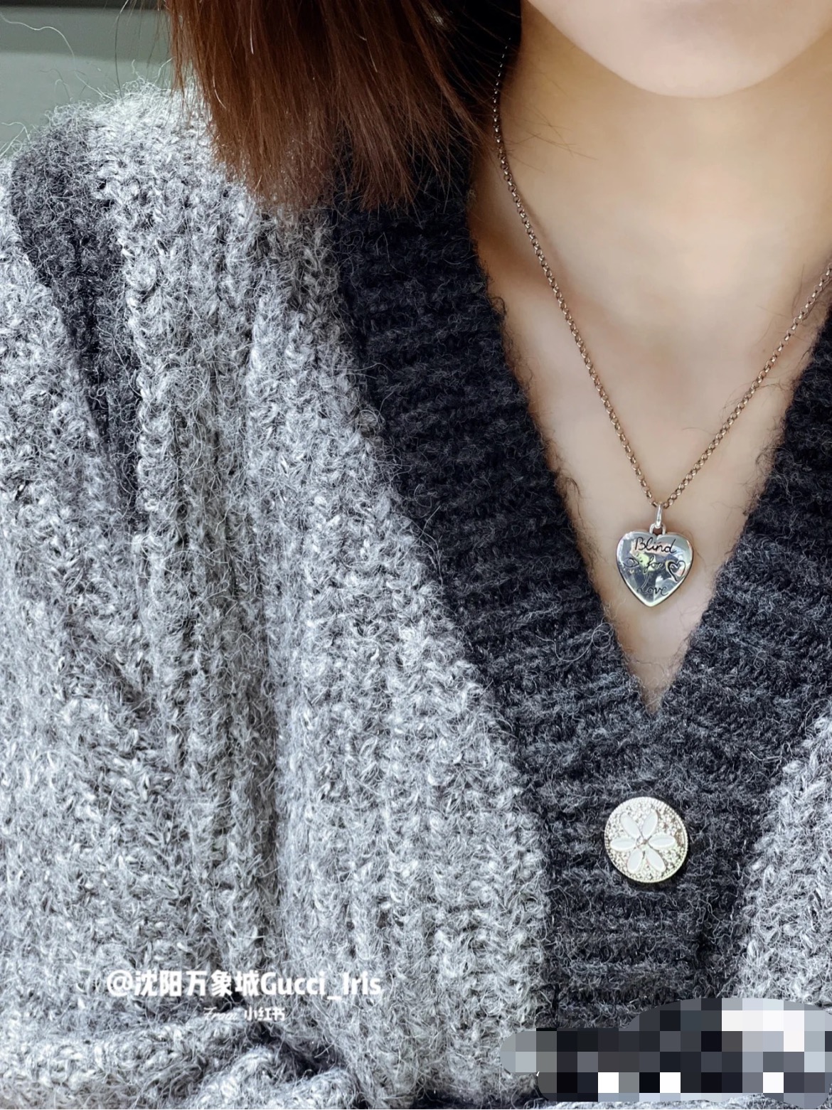 [TOP] GUCCI Heart Necklace - Silver