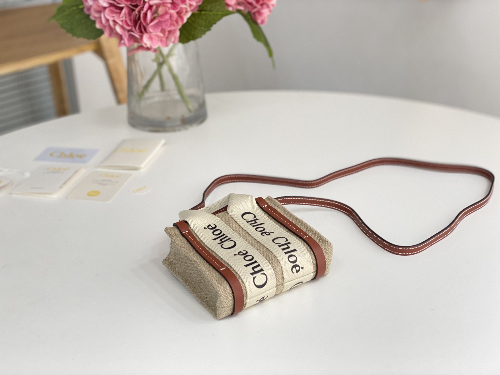 [TOP] Chloe Nano Mini Woody Tote Bag 14*12*4cm - Brown