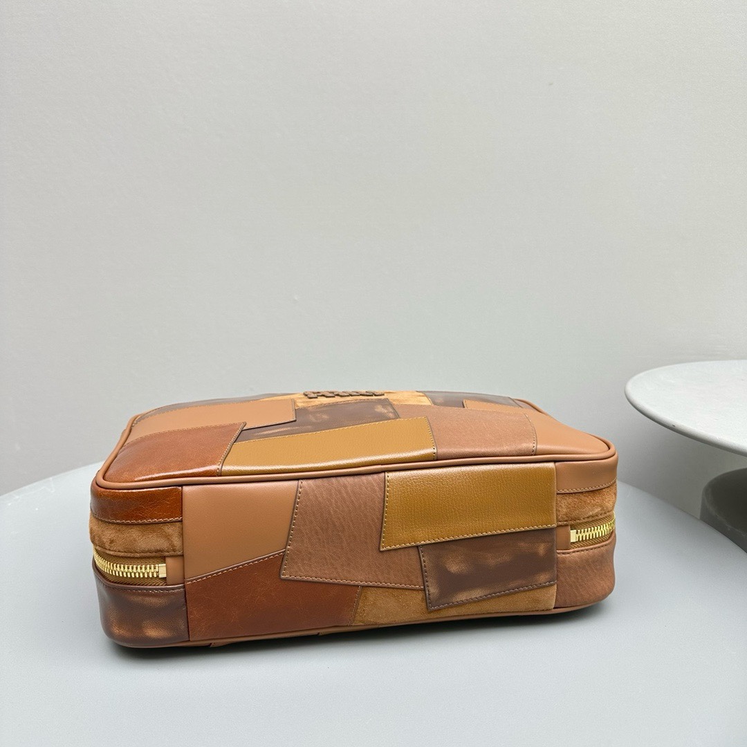 [TOP] Miu Miu 24ss Spliced ​​Skin Briefcase/Travel Handbag 34x11x44cm - Brown