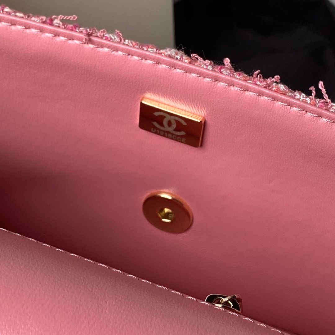 [TOP] CHANEL Classic Flap Bag Woolen 20cm/25cm - Pink&GHW