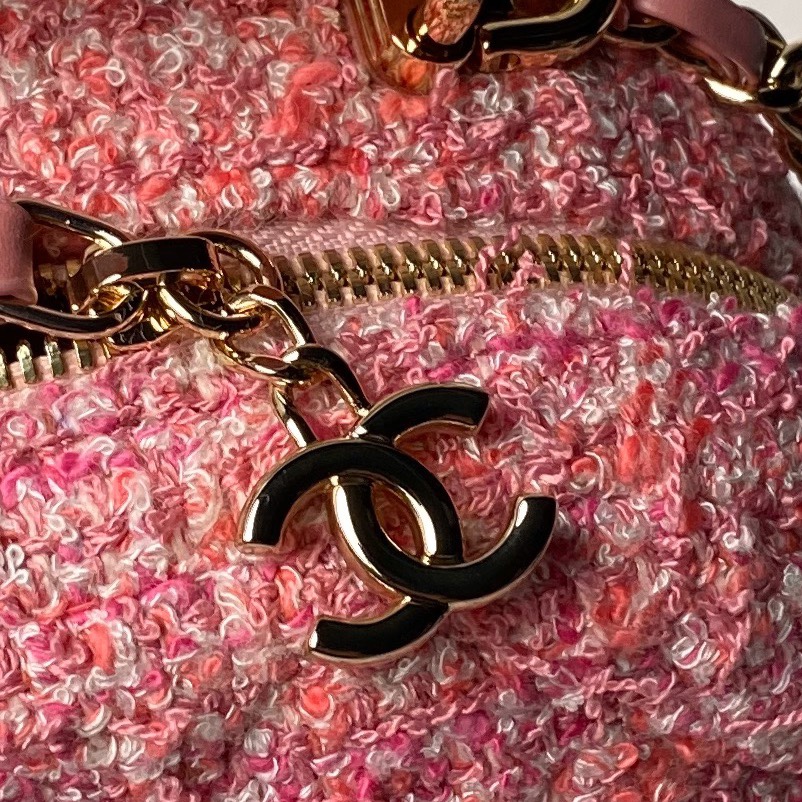 [TOP] CHANEL Backpack Woolen 18×13×9cm - Pink&GHW