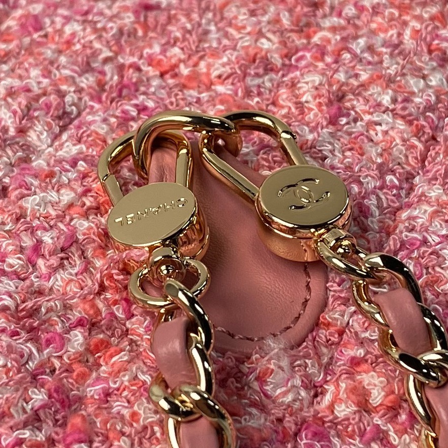 [TOP] CHANEL Backpack Woolen 18×13×9cm - Pink&GHW