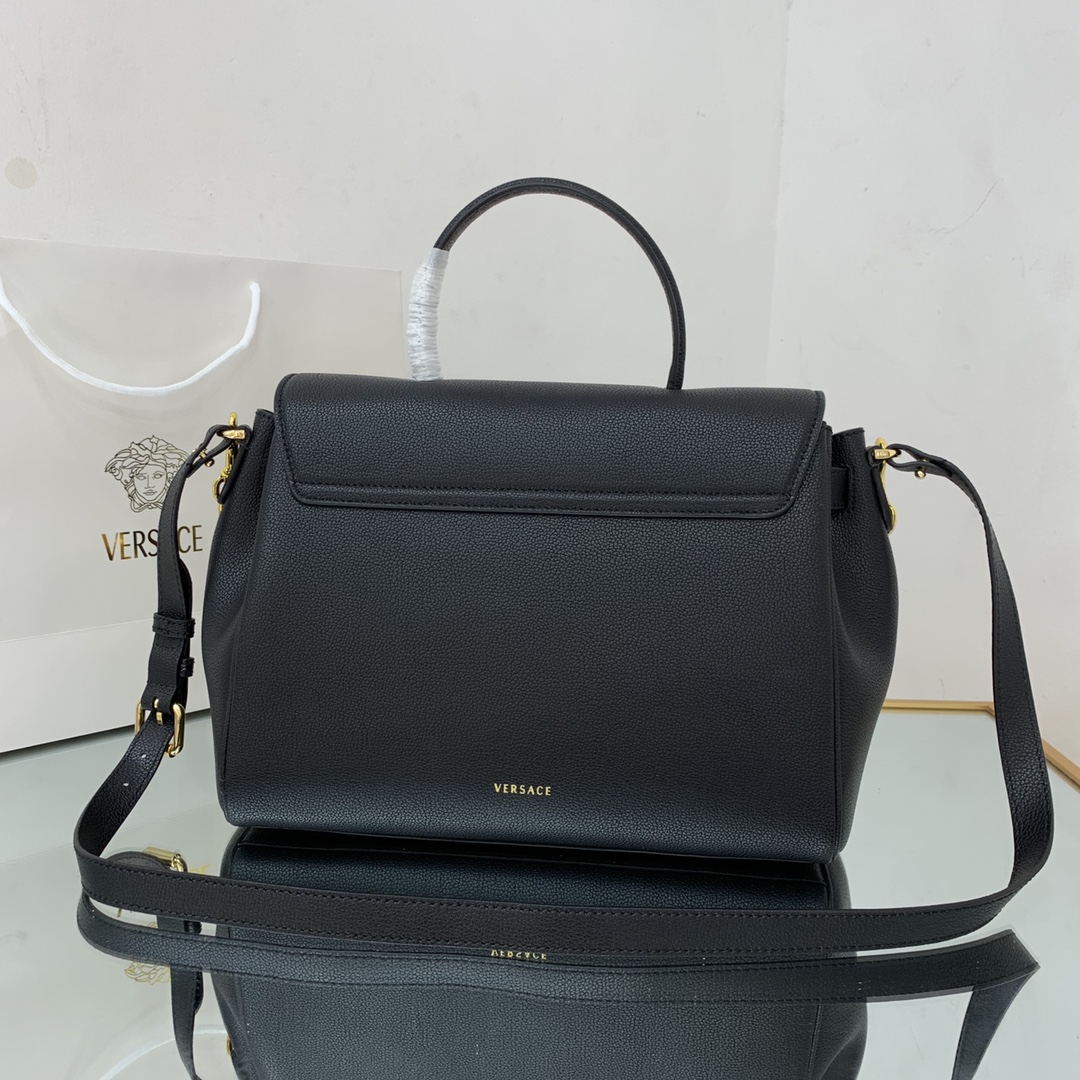 [TOP] VERSACE LaMedusa Spring And Summer Series Handbags 20cm/25cm/35cm - 3 Sizes - Black&GHW