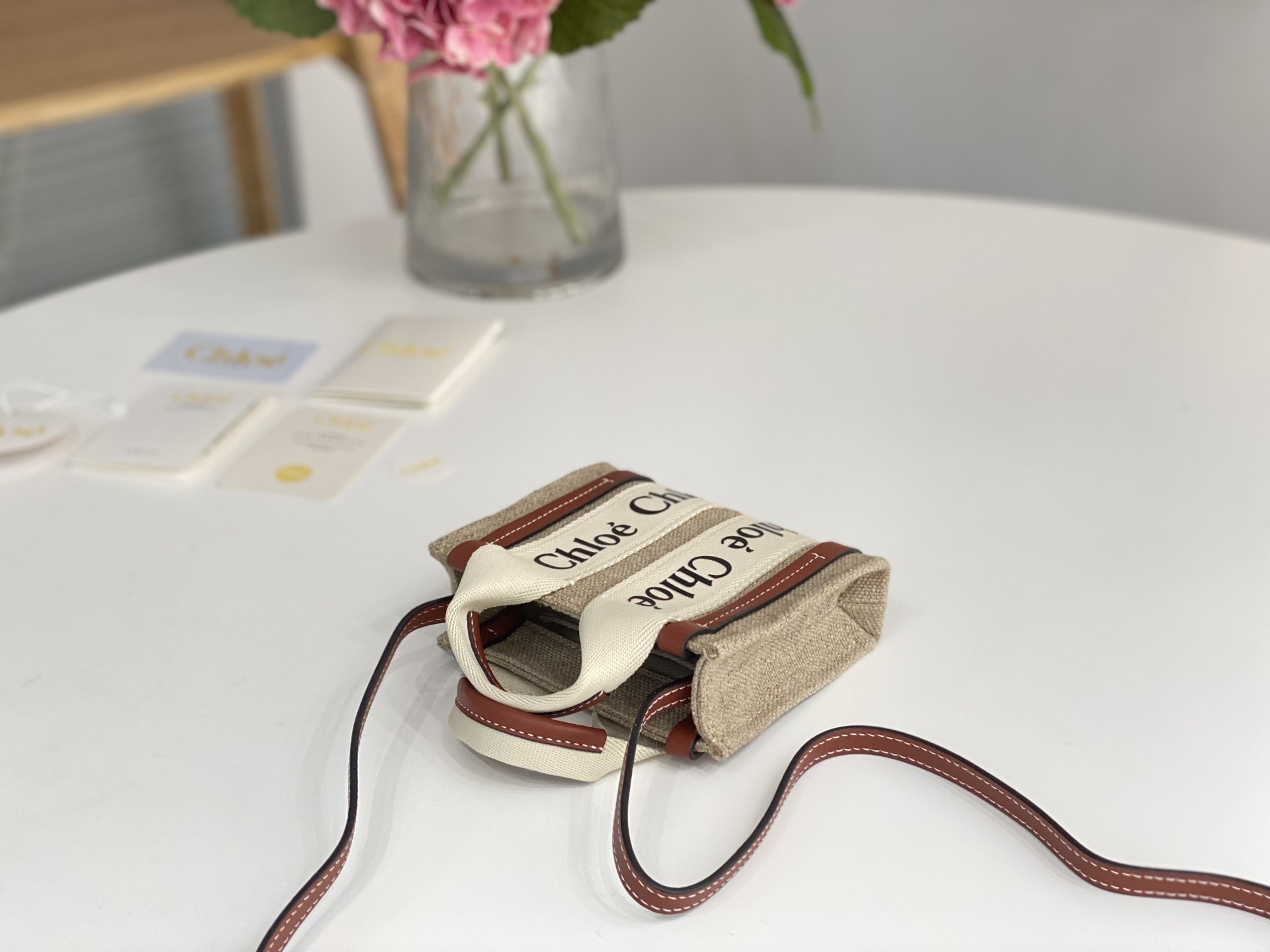 [TOP] Chloe Nano Mini Woody Tote Bag 14*12*4cm - Brown