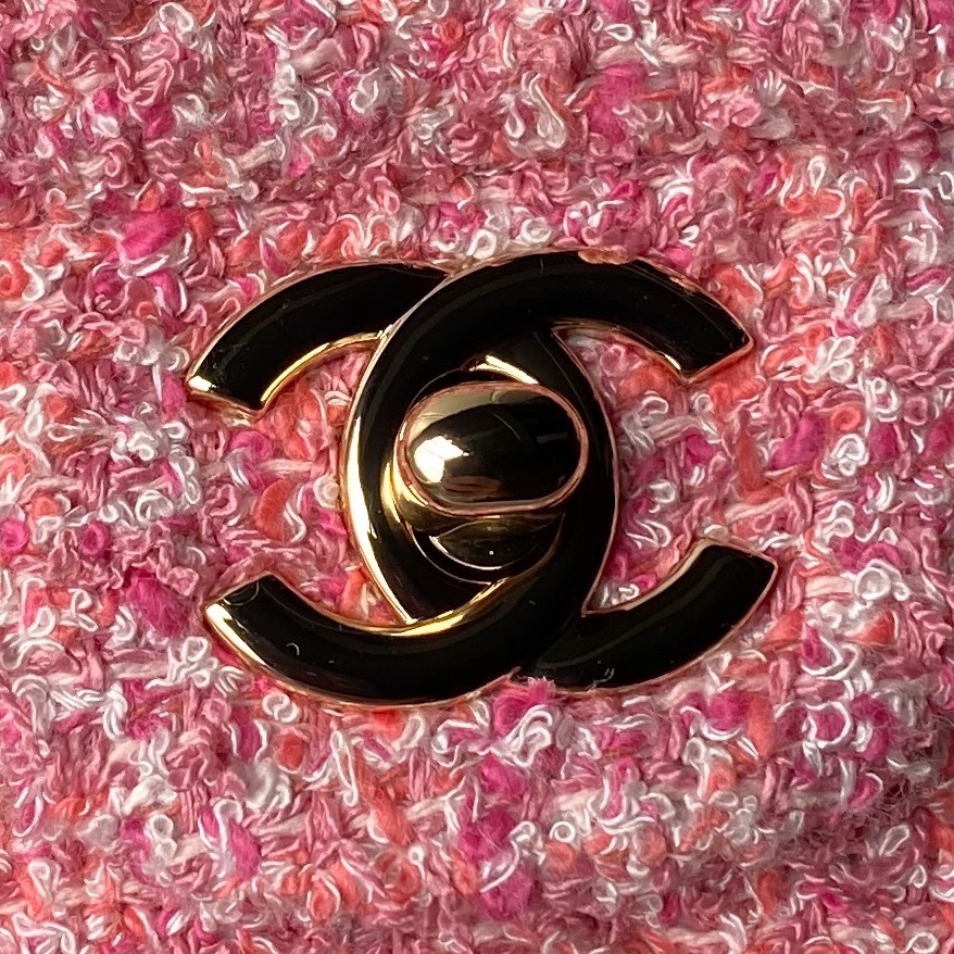 [TOP] CHANEL Classic Flap Bag Woolen 20cm/25cm - Pink&GHW
