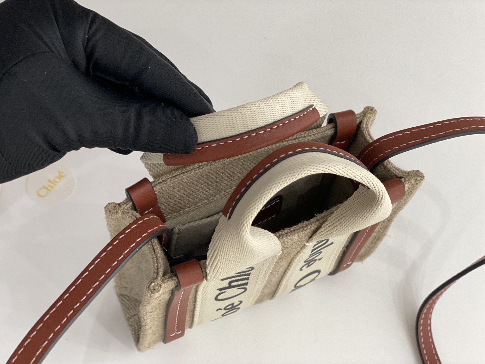 [TOP] Chloe Nano Mini Woody Tote Bag 14*12*4cm - Brown