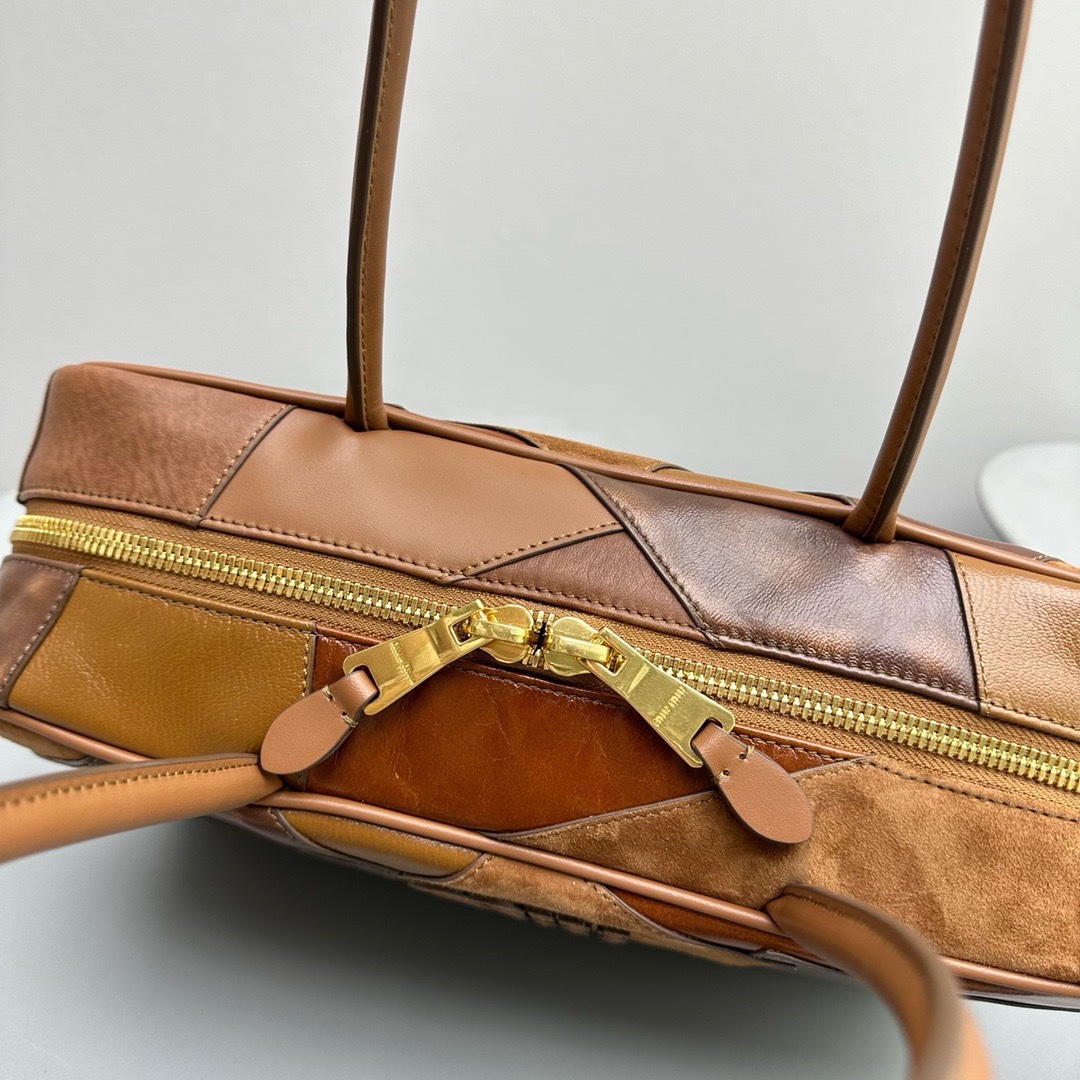[TOP] Miu Miu 24ss Spliced ​​Skin Briefcase/Travel Handbag 34x11x44cm - Brown