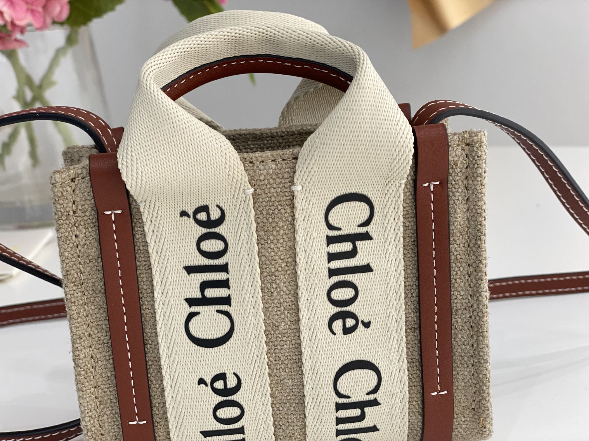 [TOP] Chloe Nano Mini Woody Tote Bag 14*12*4cm - Brown