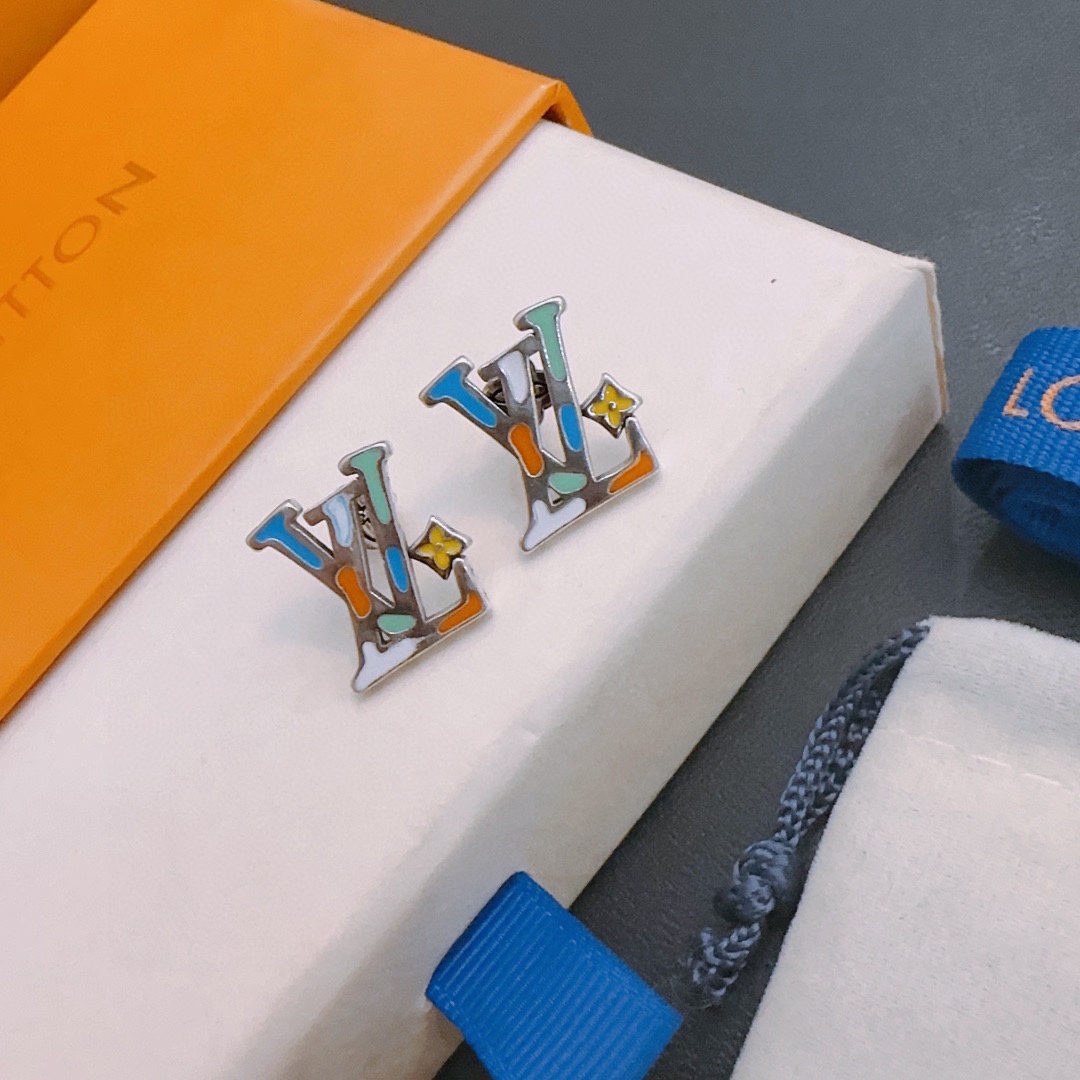 [TOP] Louis Vuitton LV Vintage Silver Earrings