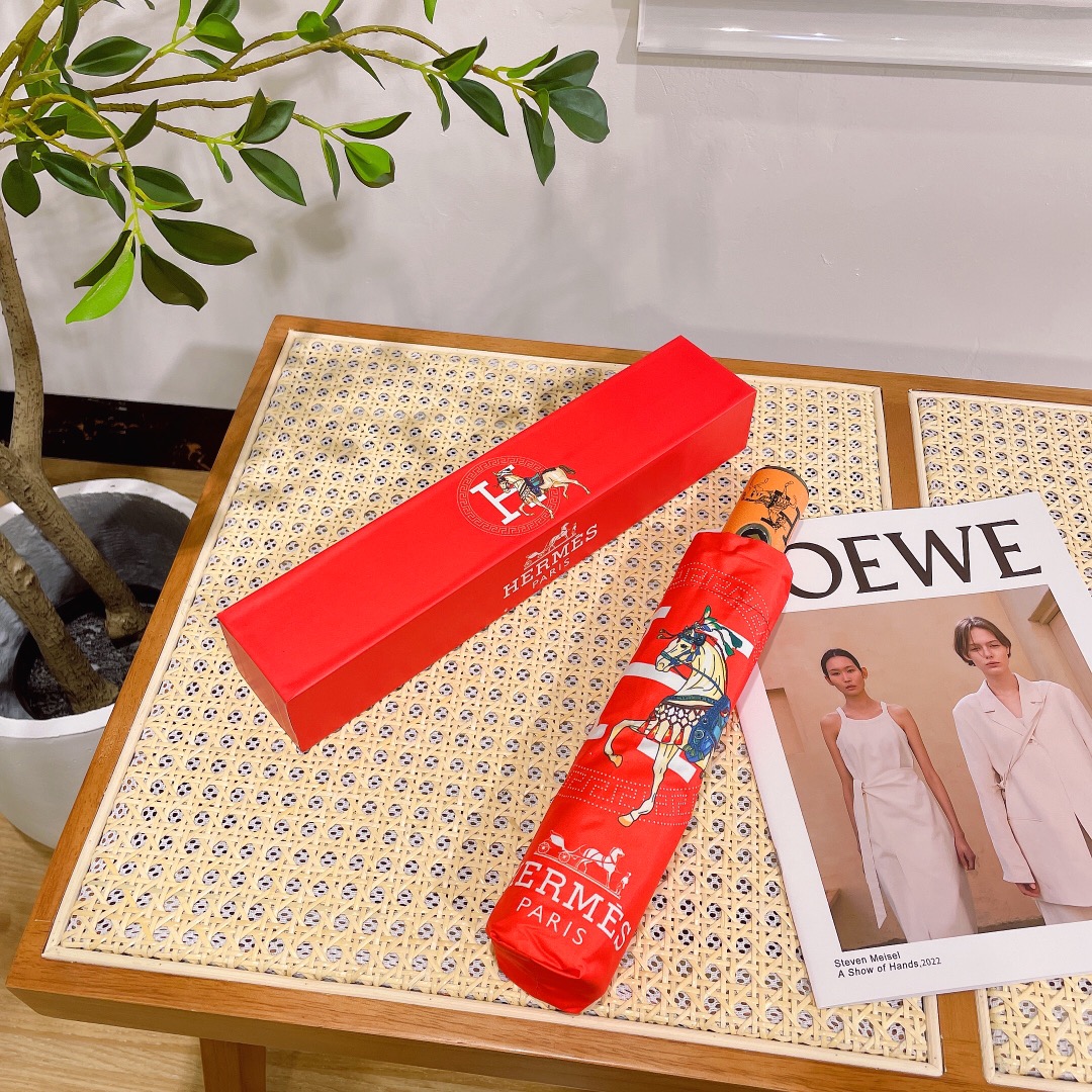 [TOP] HERMES Umbrella-Red