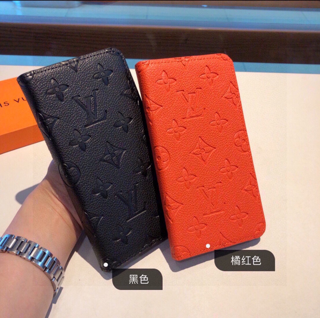[TOP] Louis Vuitton LV   Embossed Leather Phone Case-2 Colors