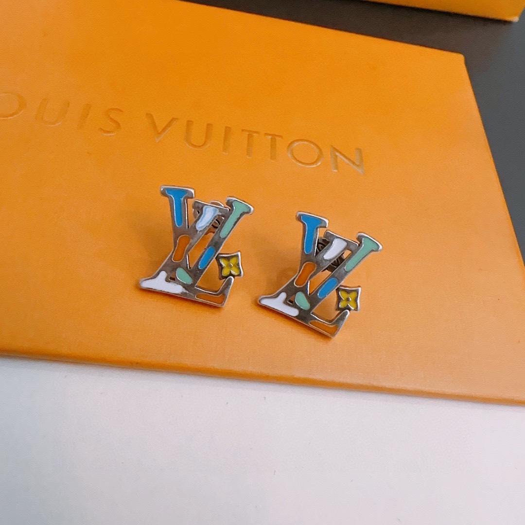 [TOP] Louis Vuitton LV Vintage Silver Earrings