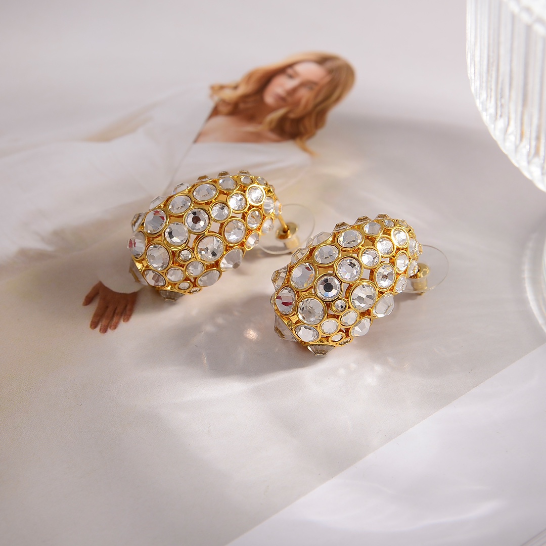 [TOP] VALENTINO Silver Crystal Stud Earrings