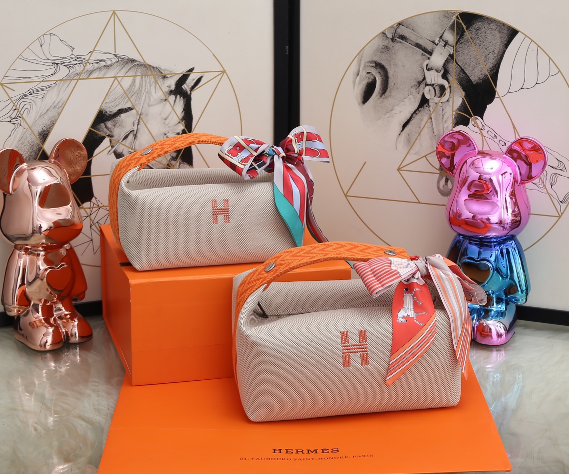 [TOP] HERMES Embroidered H logo Lunch Box Bag Collection