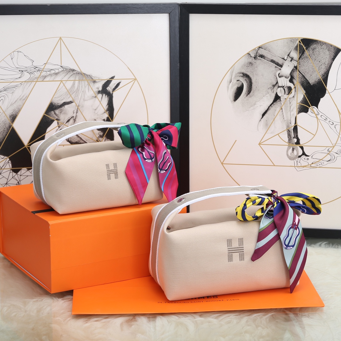 [TOP] HERMES Embroidered H logo Lunch Box Bag Collection